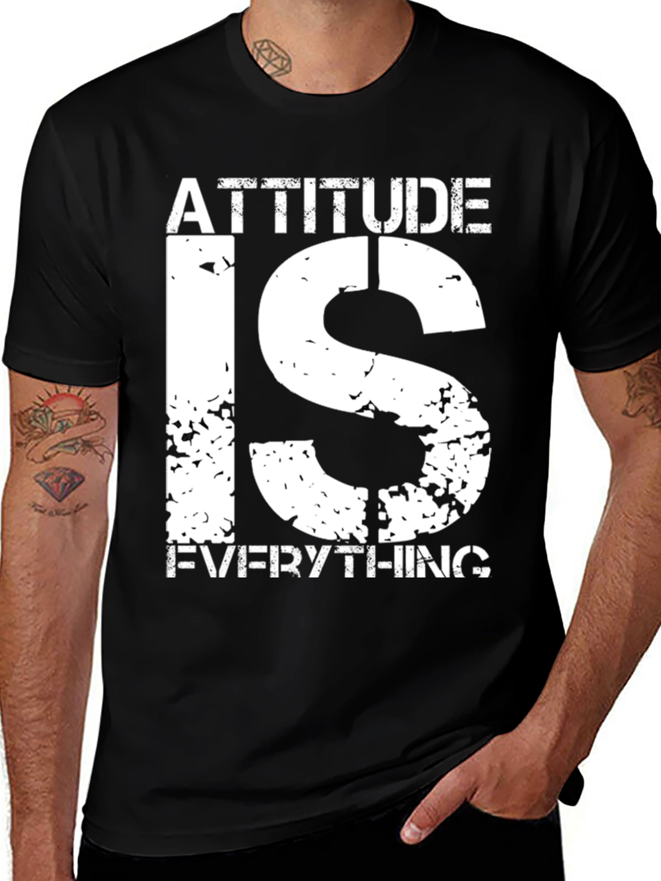 Attitude is Everything Graphic Print Tee - Black