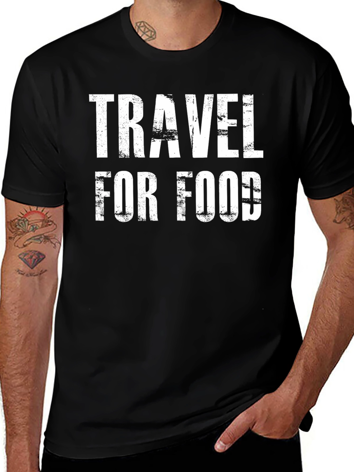 Variant 6 of Travel for Food Black T-Shirt
