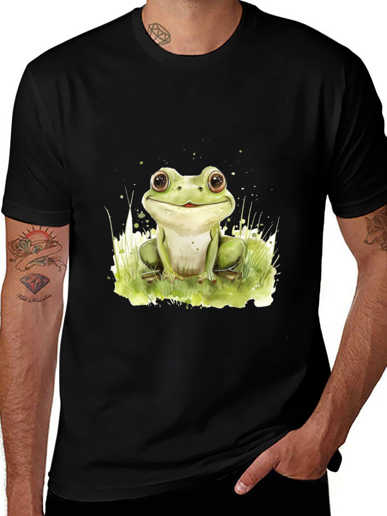 Variant 23 of Cute Frog Graphic Black T-Shirt
