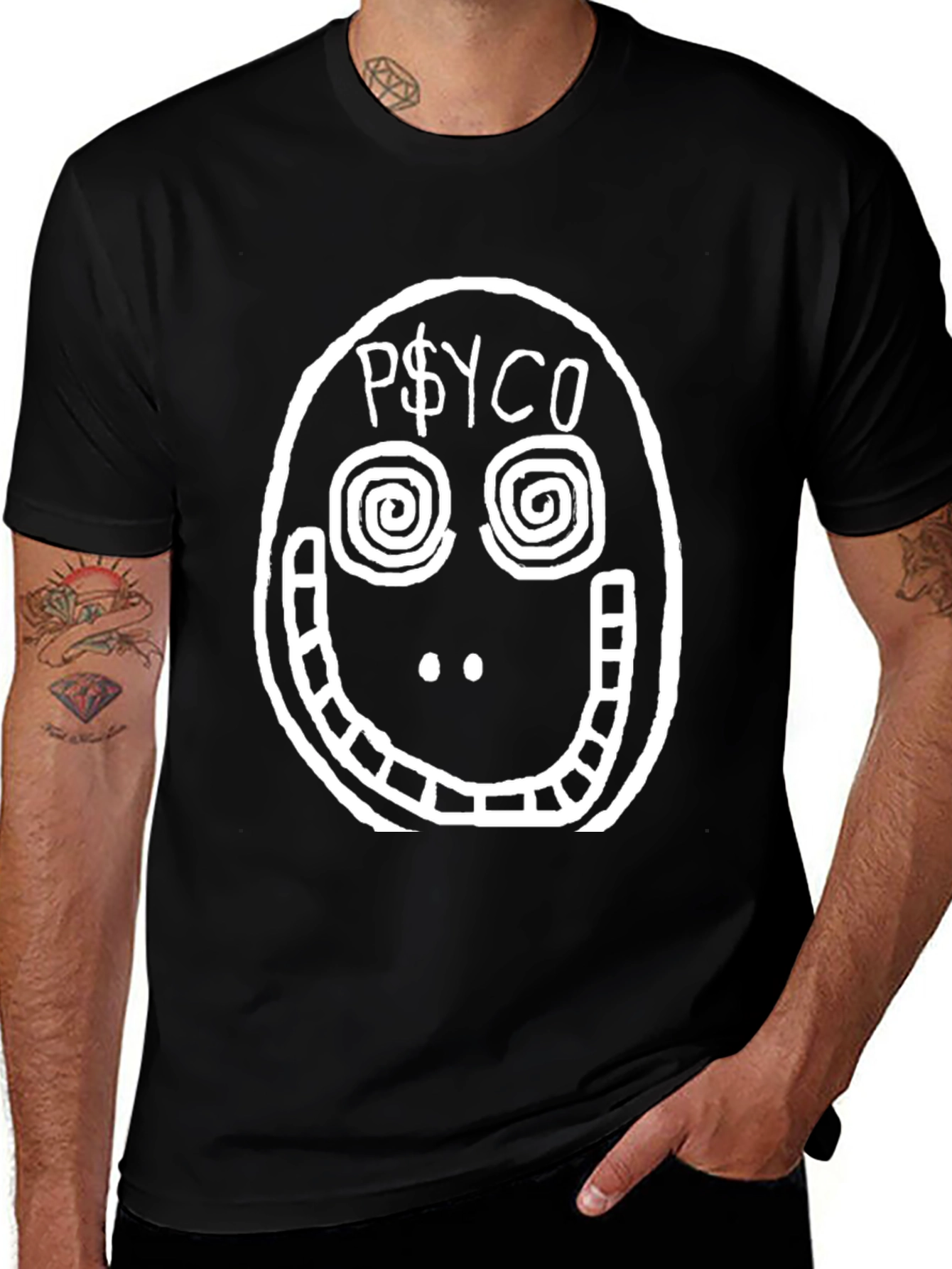 Variant 7 of Psyco Face Graphic Print Black T-Shirt