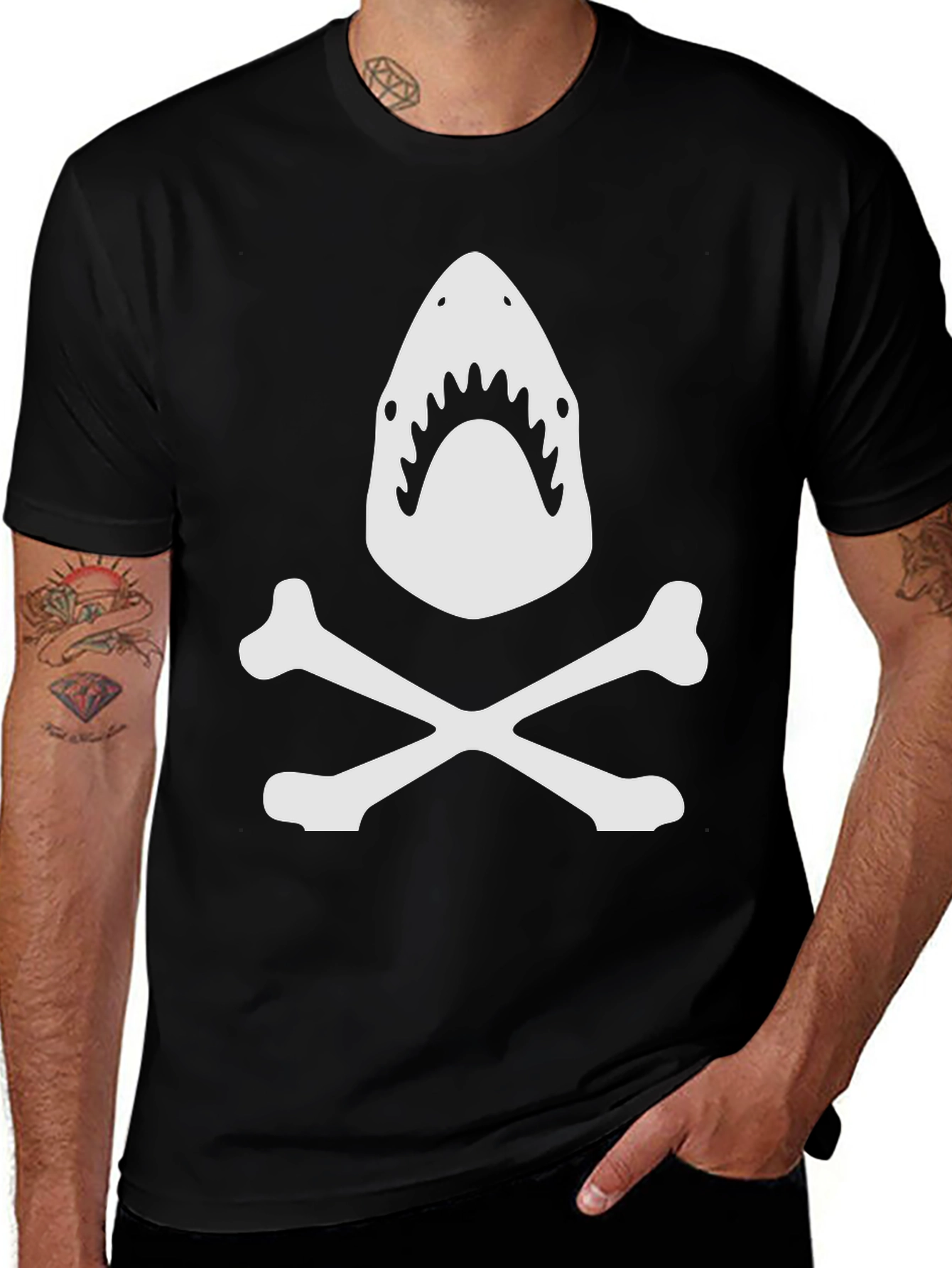Variant 18 of Shark & Crossbones Black Graphic Tee