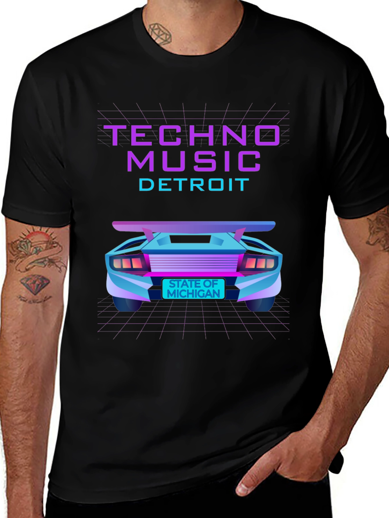 Variant 15 of Techno Music Detroit T-Shirt - Retro Car Design