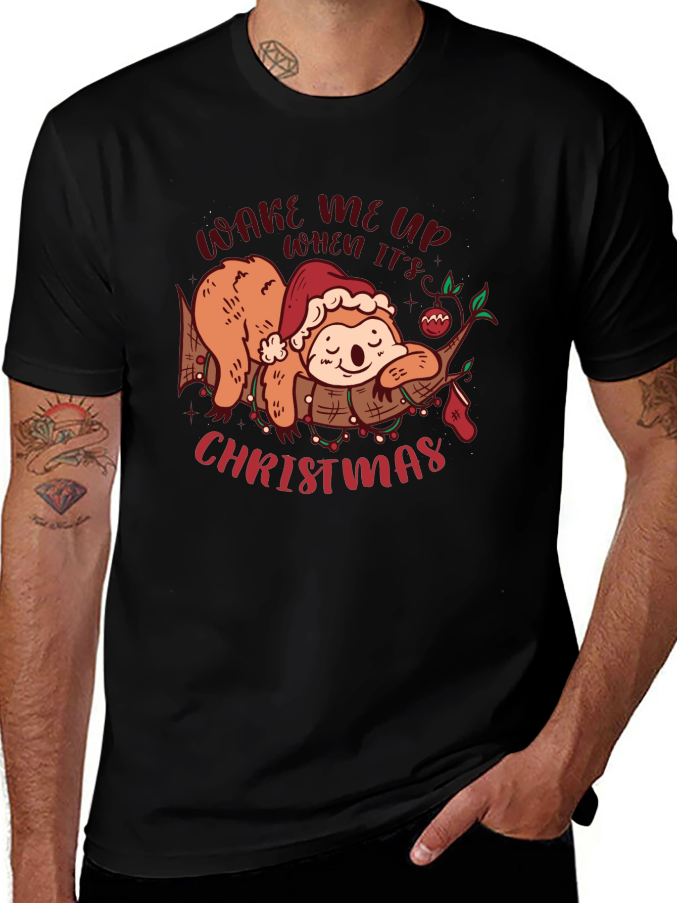 Wake Me Up When It's Christmas Sloth T-Shirt