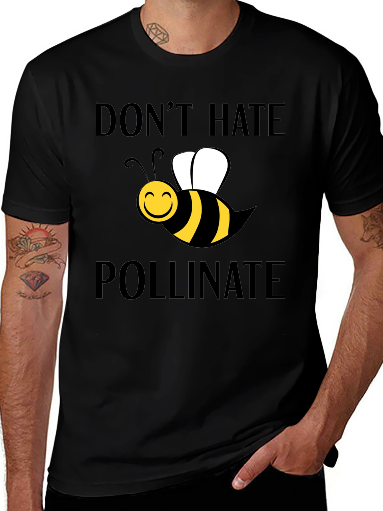 Variant 9 of Don't Hate Pollinate - Black Graphic Tee
