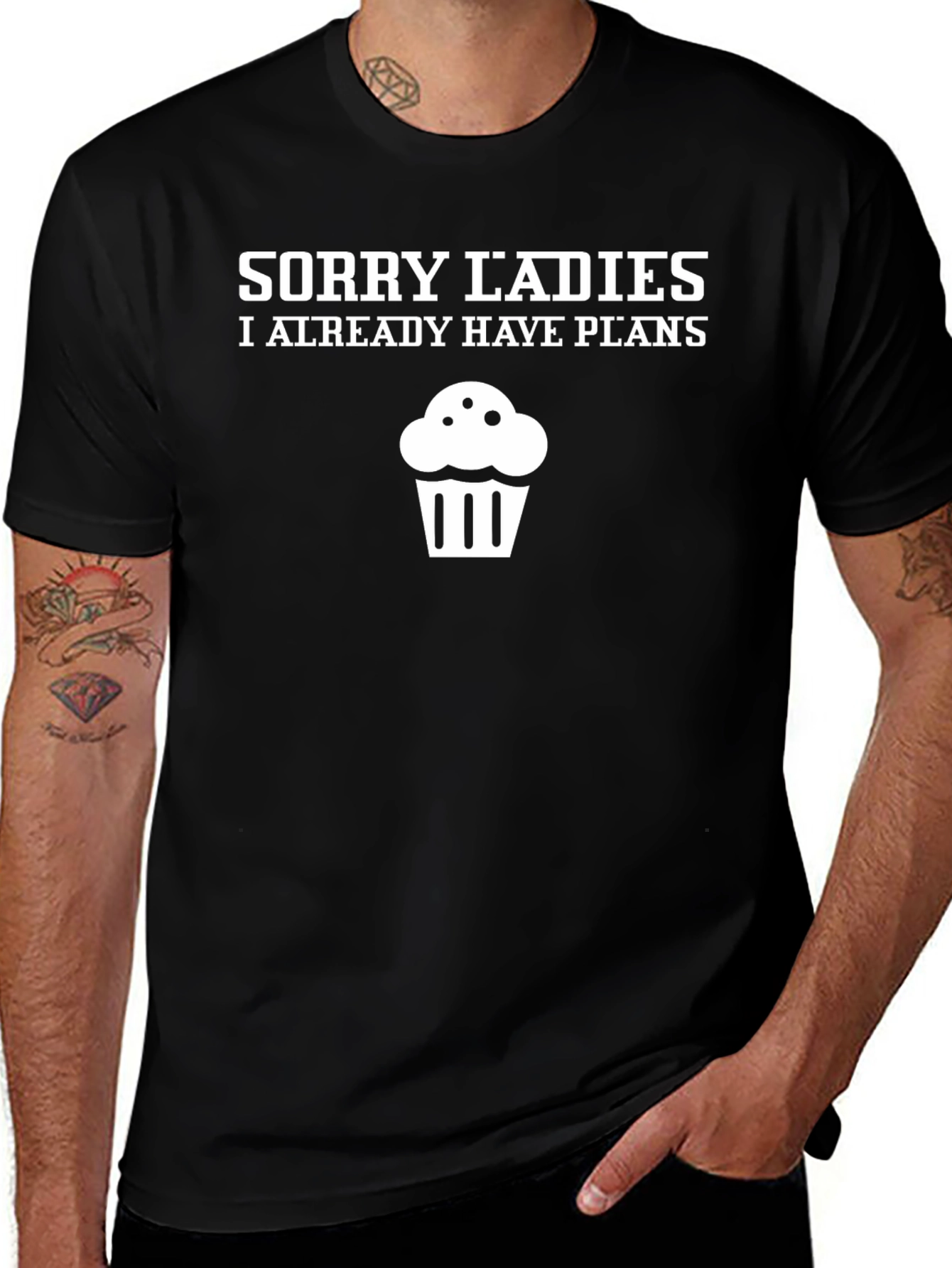 Variant 9 of Sorry Ladies Cupcake Graphic Tee - Black Cotton