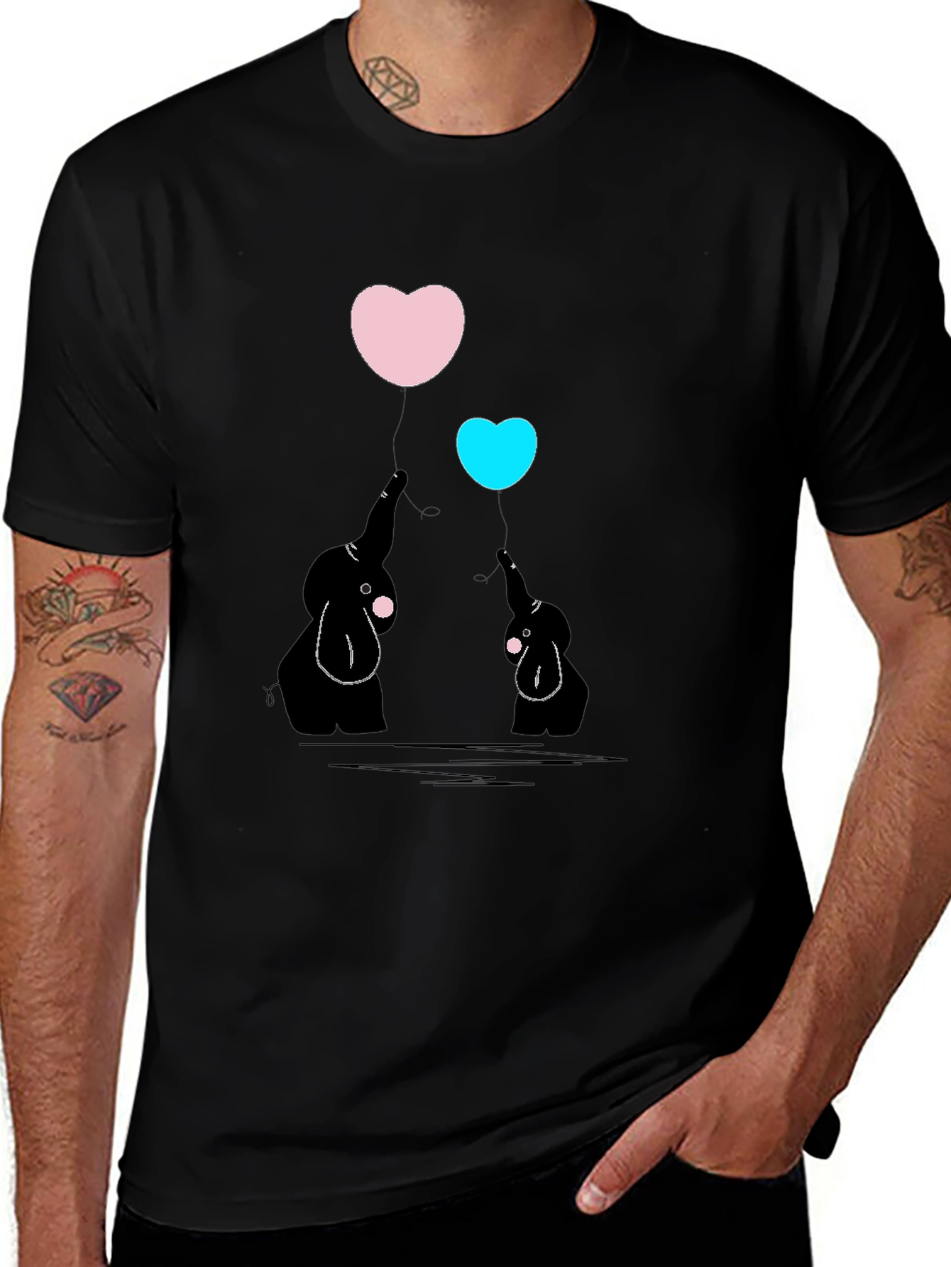 Variant 15 of Elephant Heart Balloon Graphic Tee - Black