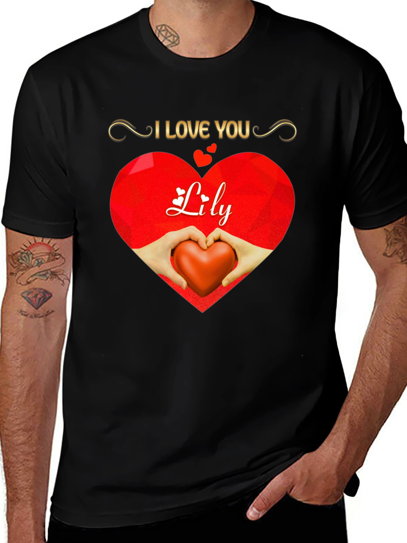 Variant 5 of I Love You Lily Heart Graphic Tee