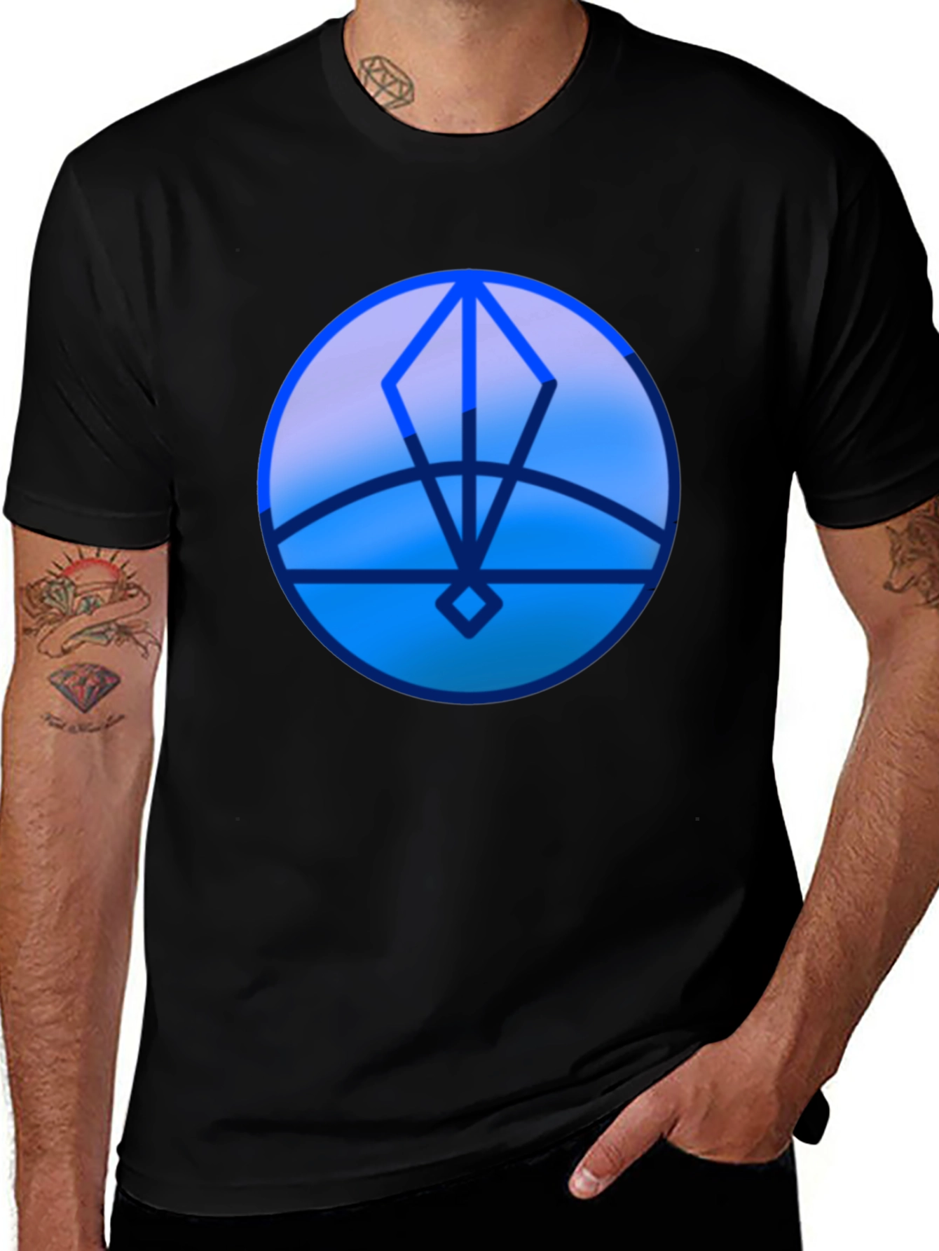 Variant 17 of Geometric Blue Graphic Print T-Shirt