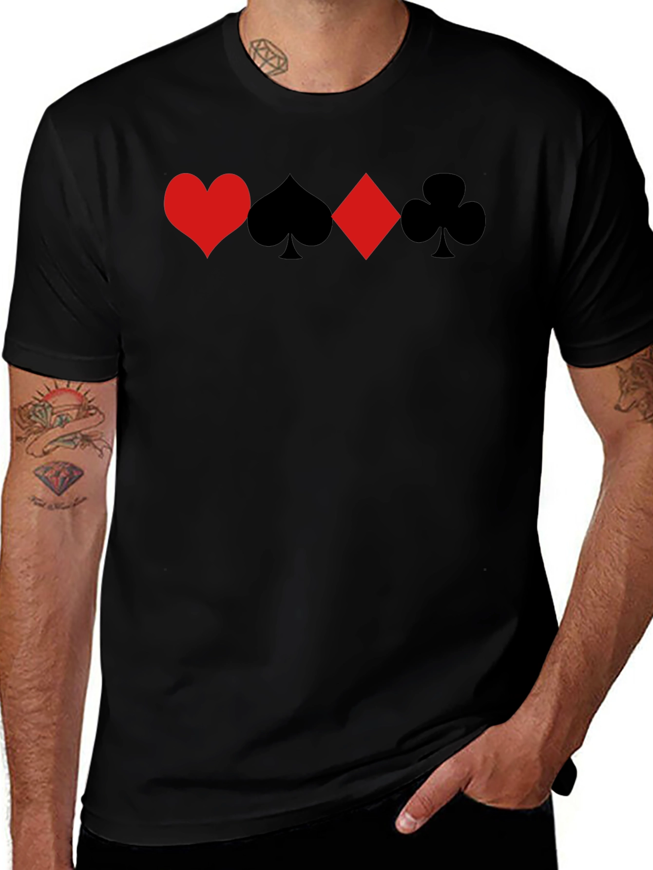 Card Suits Graphic Tee - Heart Spade Diamond Club