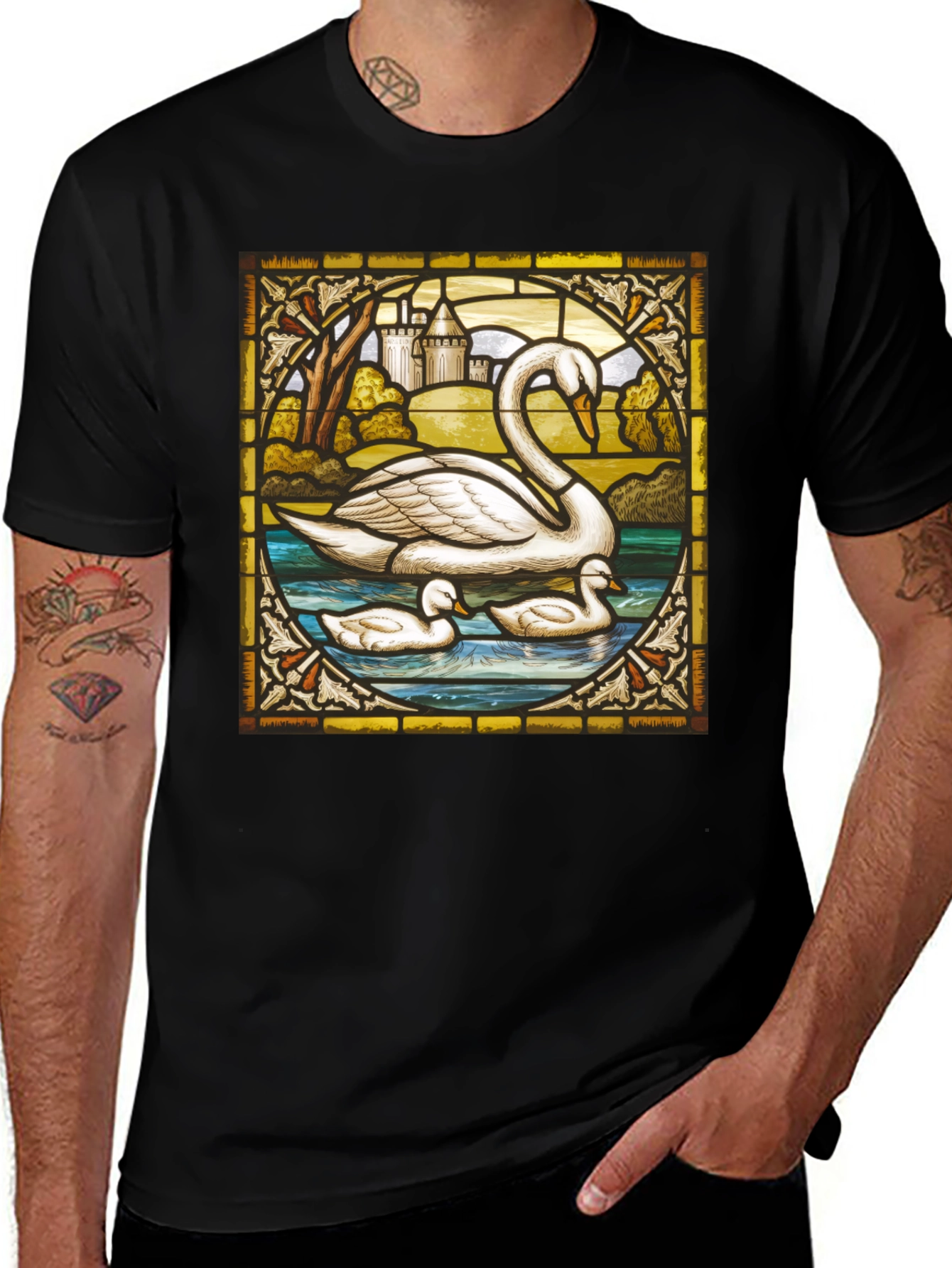 Variant 6 of Swan Stained Glass T-Shirt