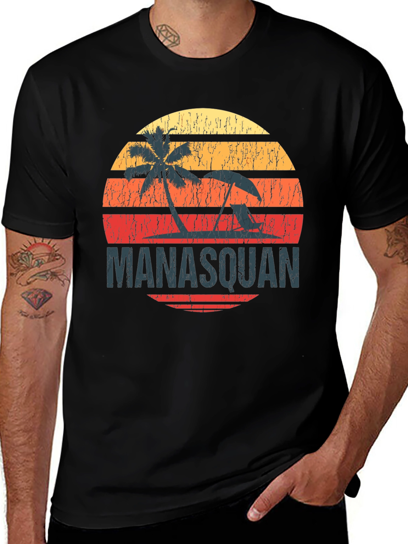 Manasquan Sunset Palm Tree Graphic Tee