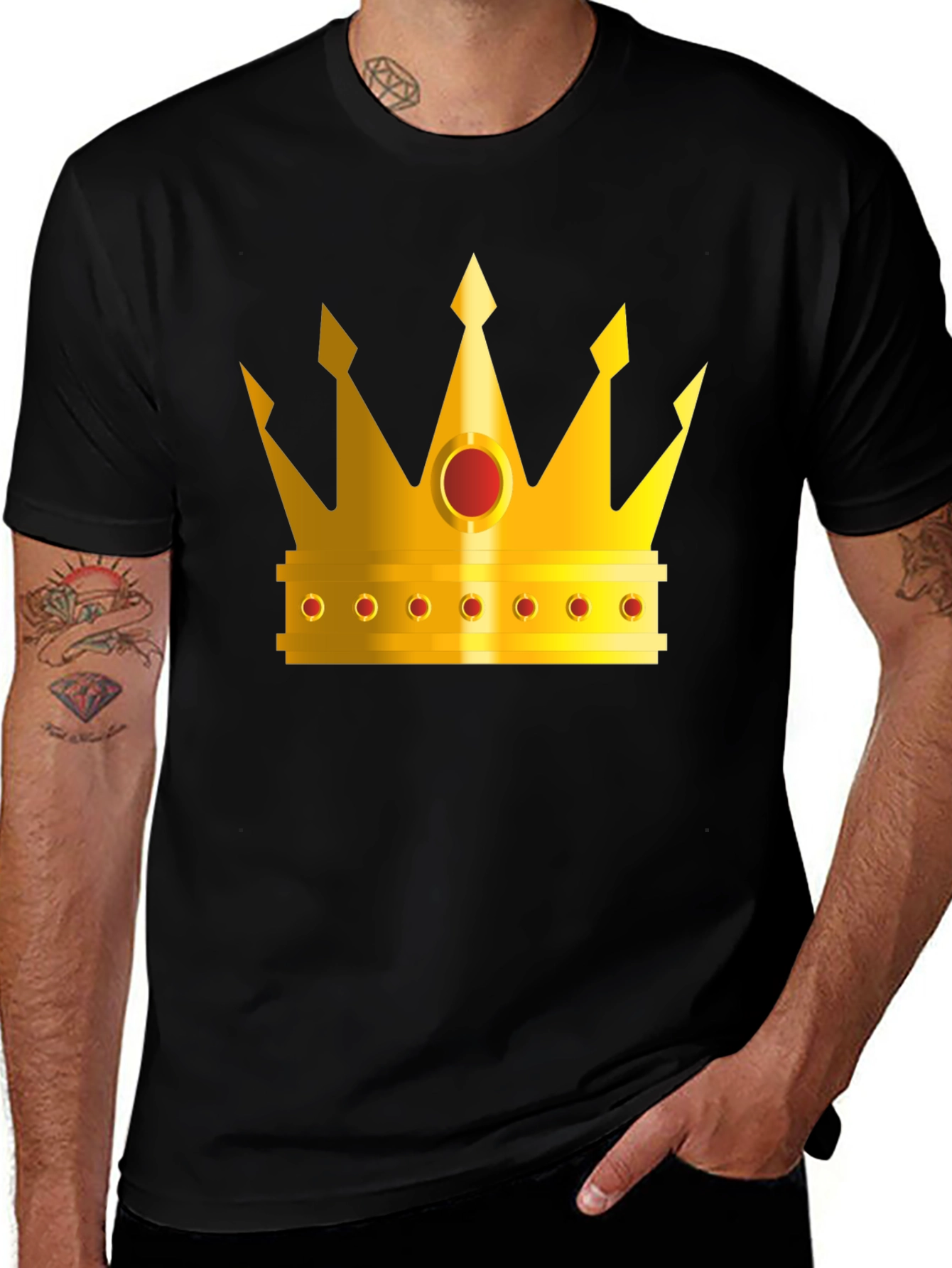 Variant 27 of Golden Crown Graphic Tee - Black Crew Neck T-Shirt