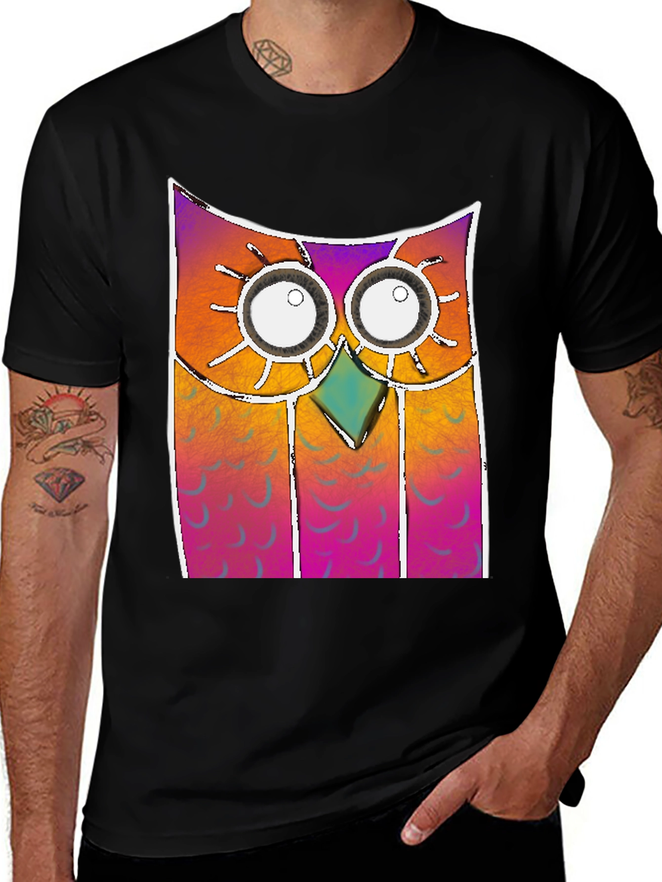 Variant 11 of Colorful Owl Graphic Print Tee