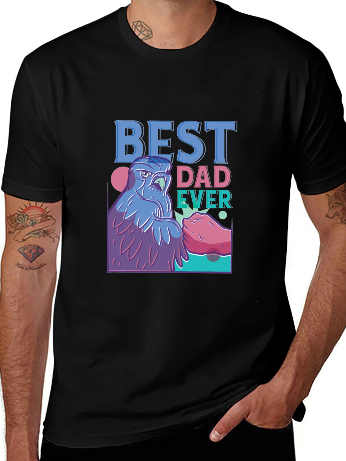 Variant 19 of Best Dad Ever T-Shirt - Cool Eagle Design