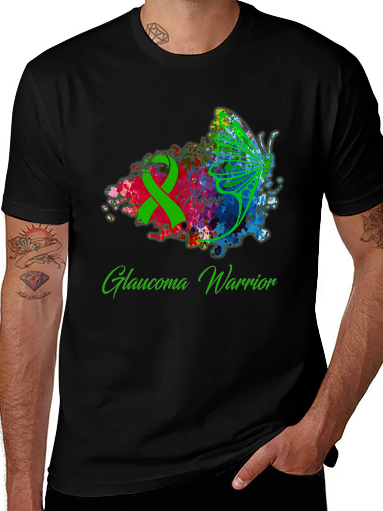 Glaucoma Warrior Hope Butterfly Graphic T-Shirt