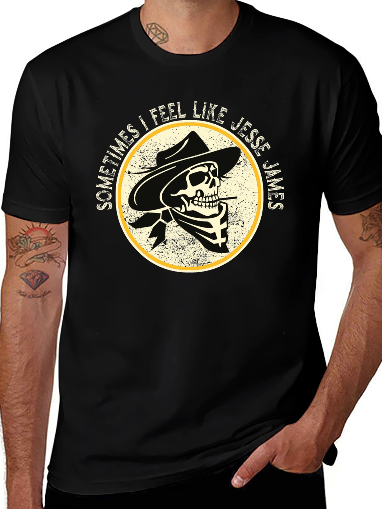 Variant 21 of Jesse James Skeleton Cowboy Graphic Tee