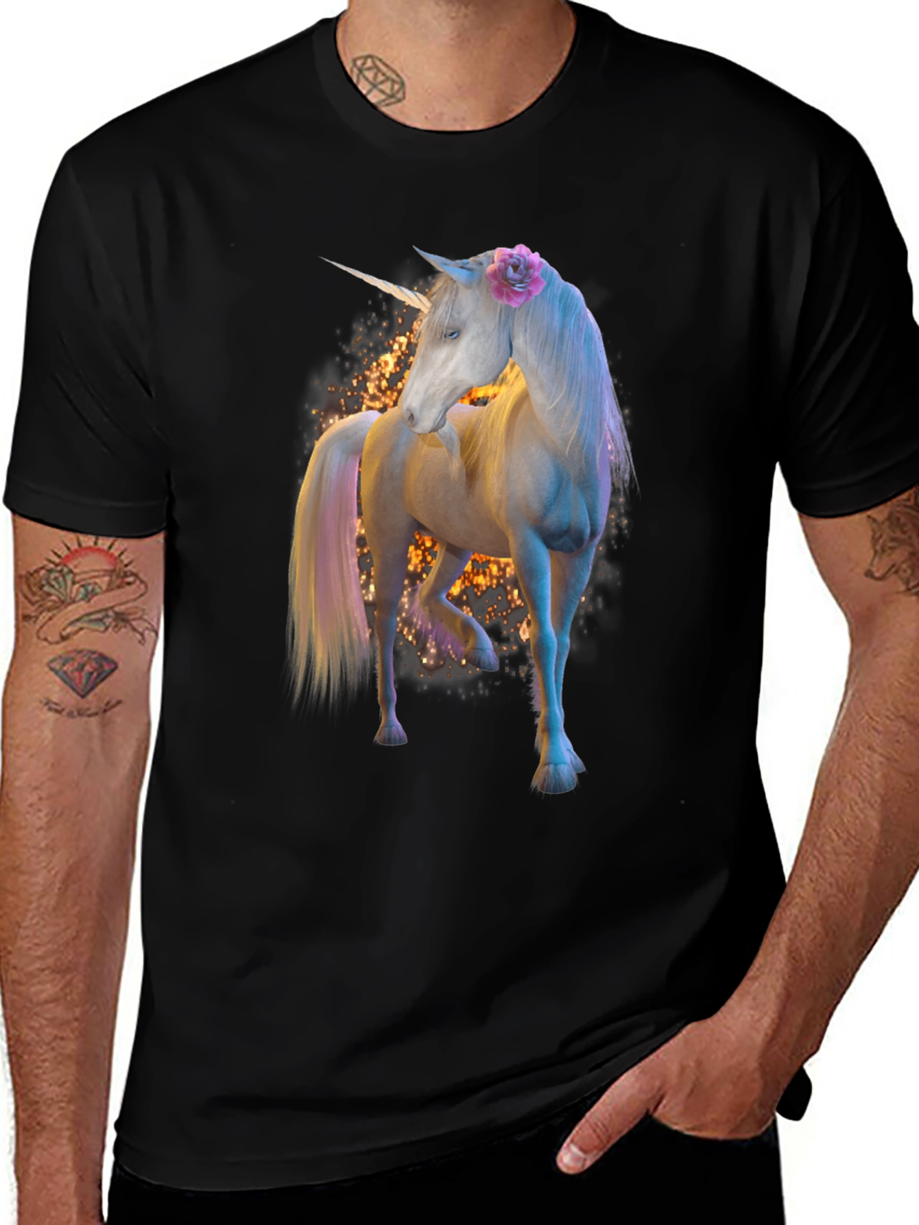 Variant 2 of Unicorn Sparkle Black T-Shirt - Fantasy Graphic Tee