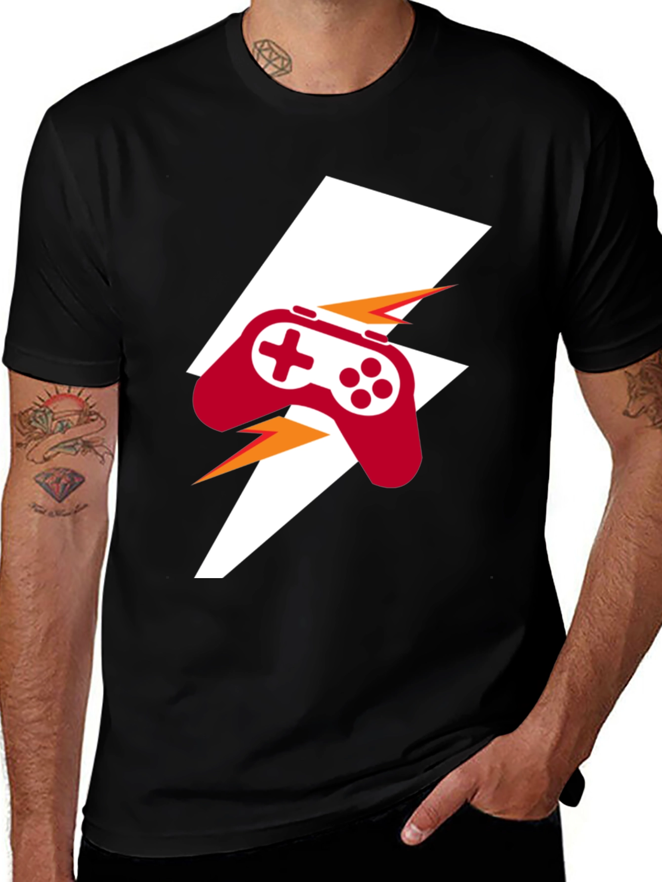 Variant 14 of Gamer Lightning Bolt T-Shirt - Black