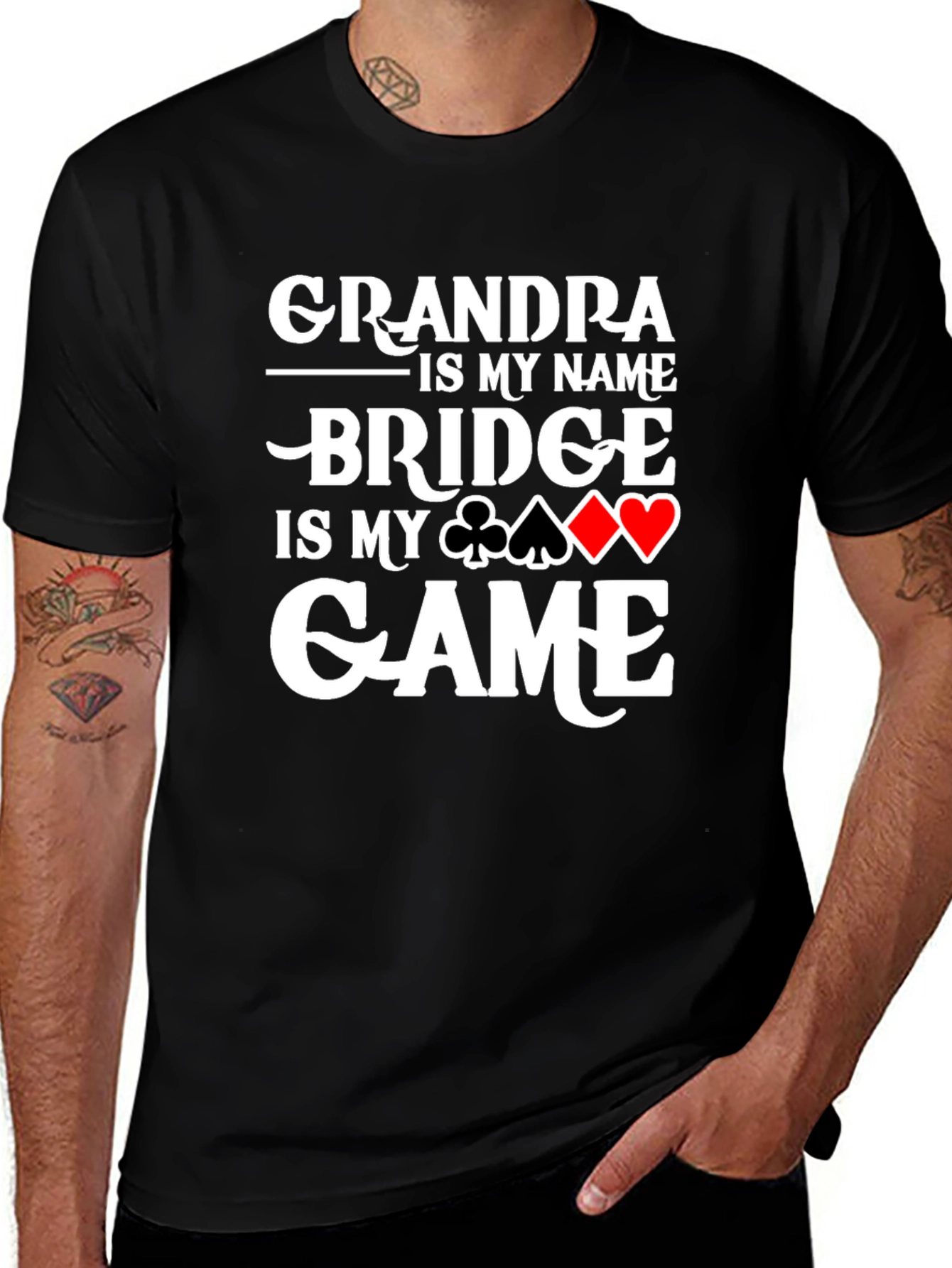 Variant 6 of Grandpa Bridge is My Game T-Shirt, Card Player Gift