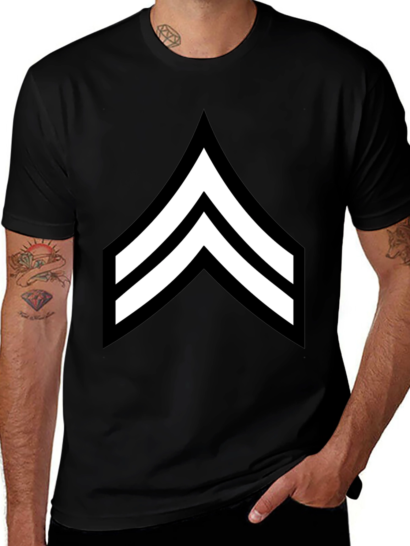 Variant 11 of Black T-Shirt with Corporal Rank Graphic