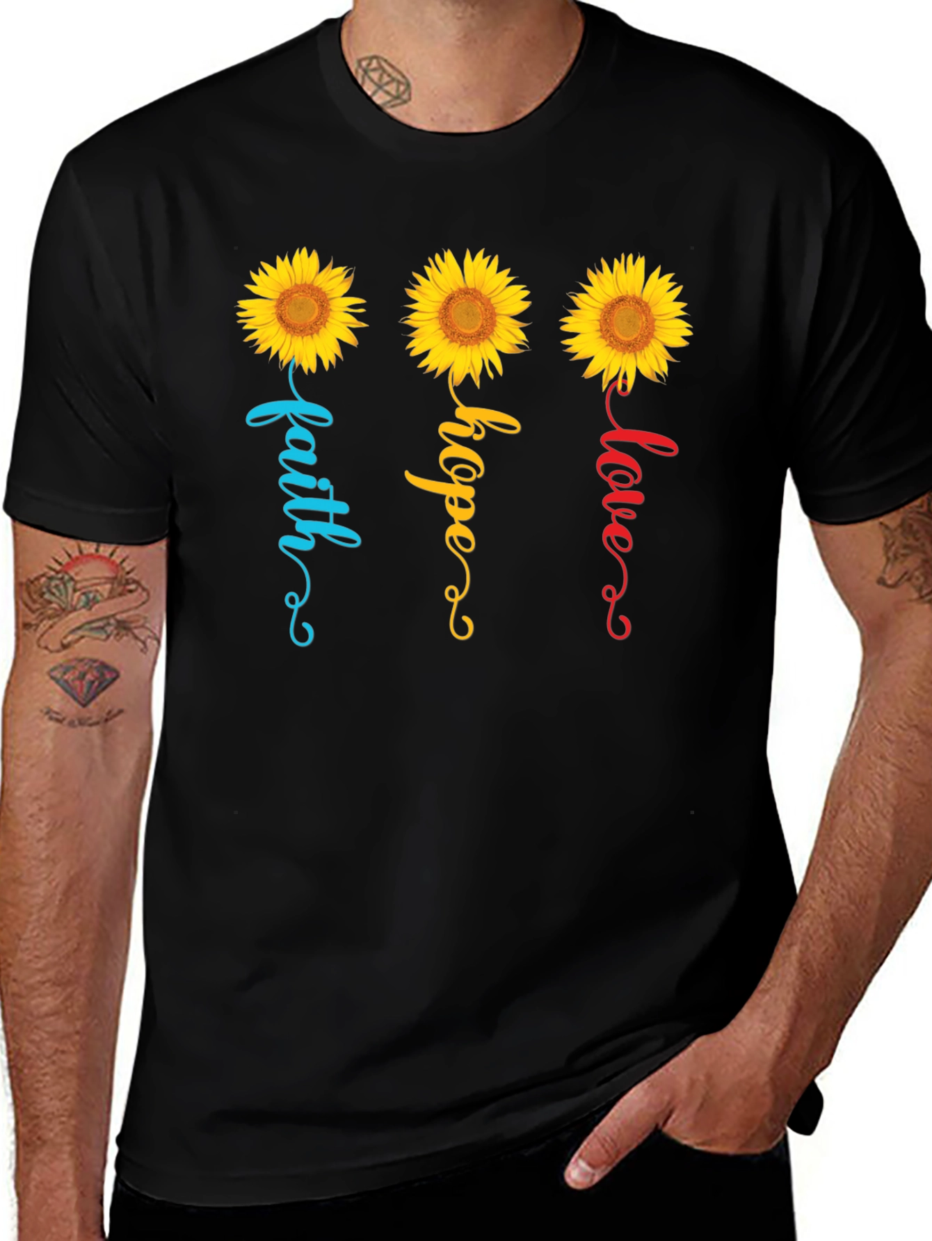 Variant 30 of Faith Hope Love Sunflower Graphic Tee