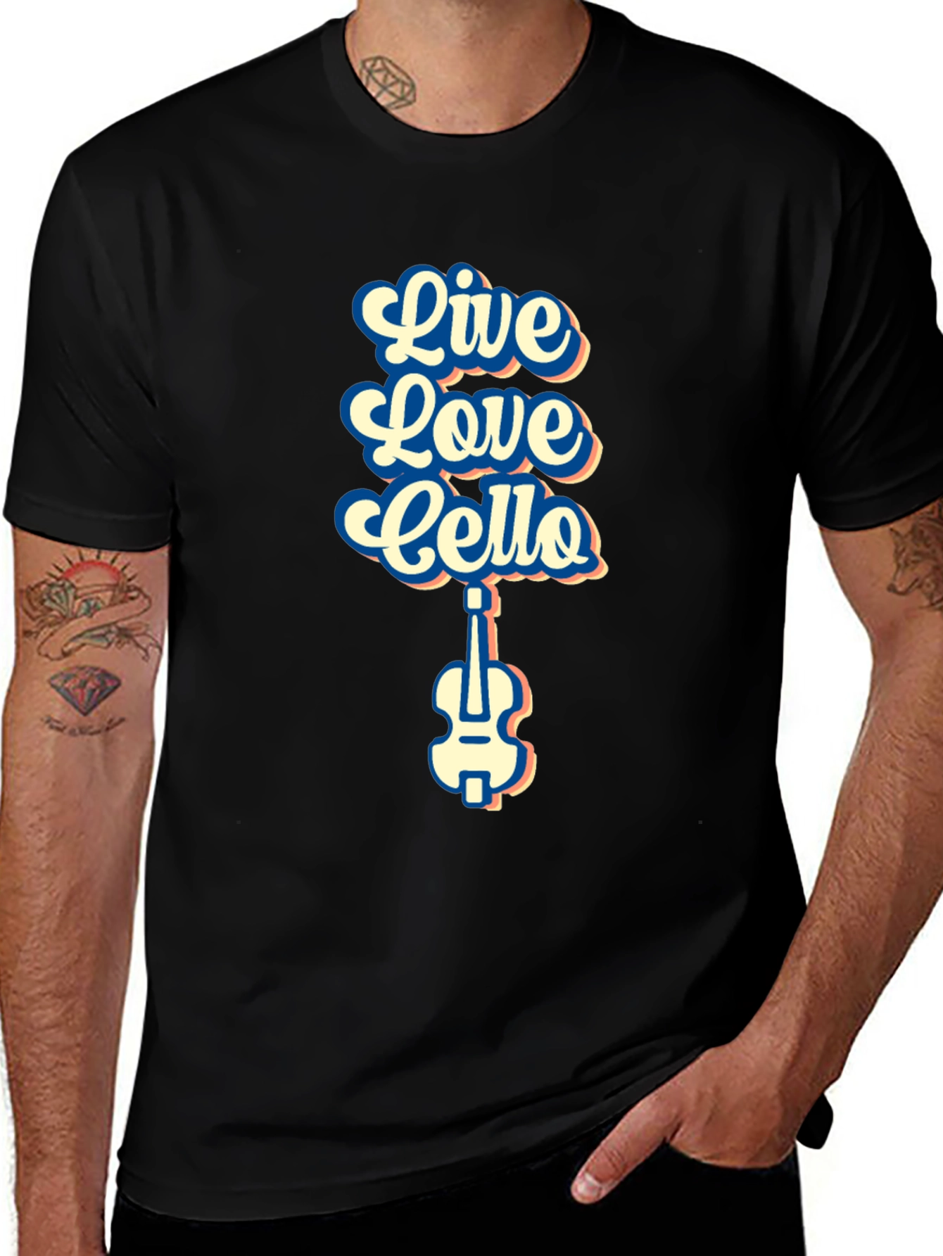 Variant 16 of Live Love Cello Black Graphic T-Shirt