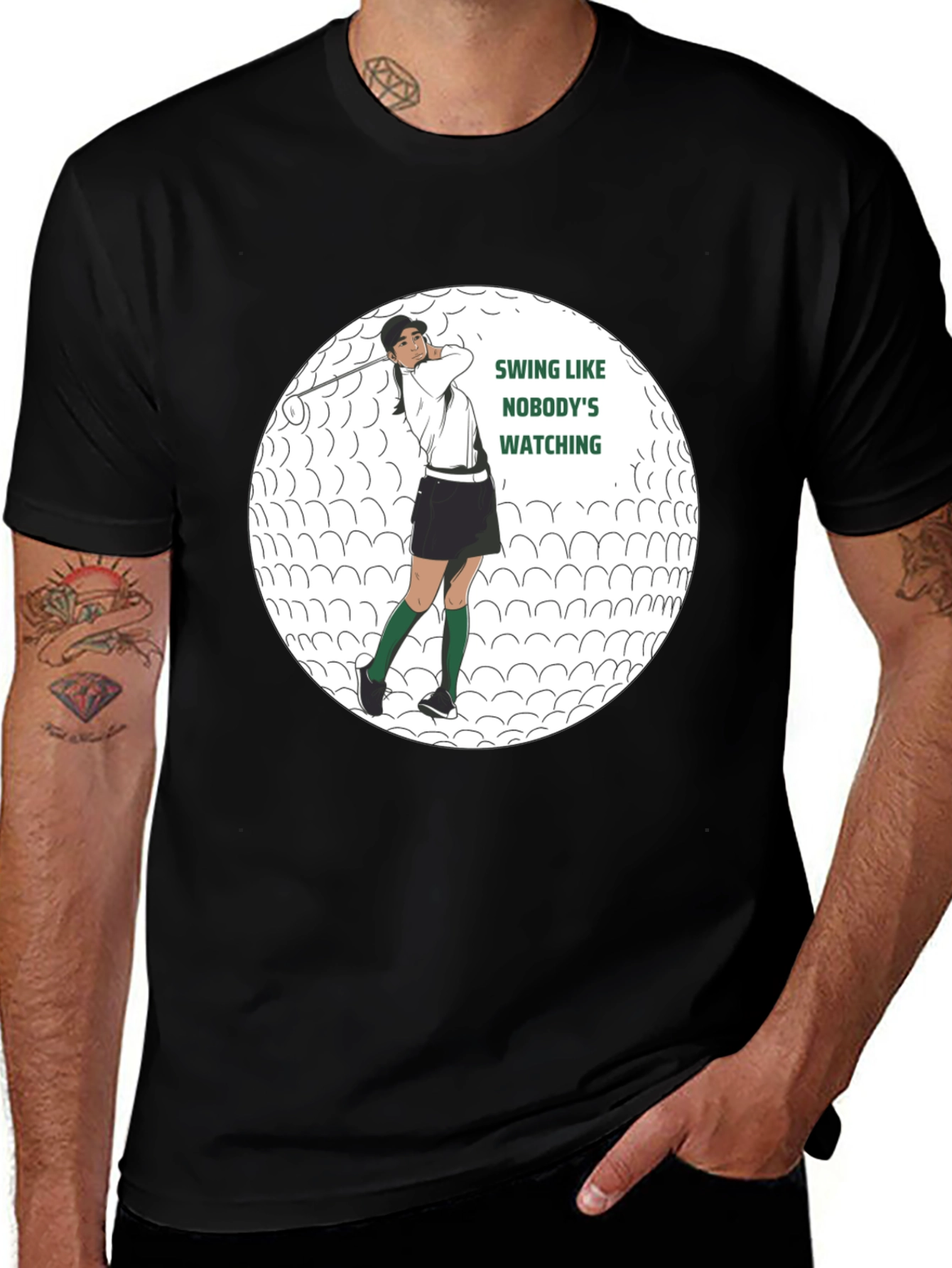 Black Golf Swing Graphic Tee - Funny Golfer Shirt main image