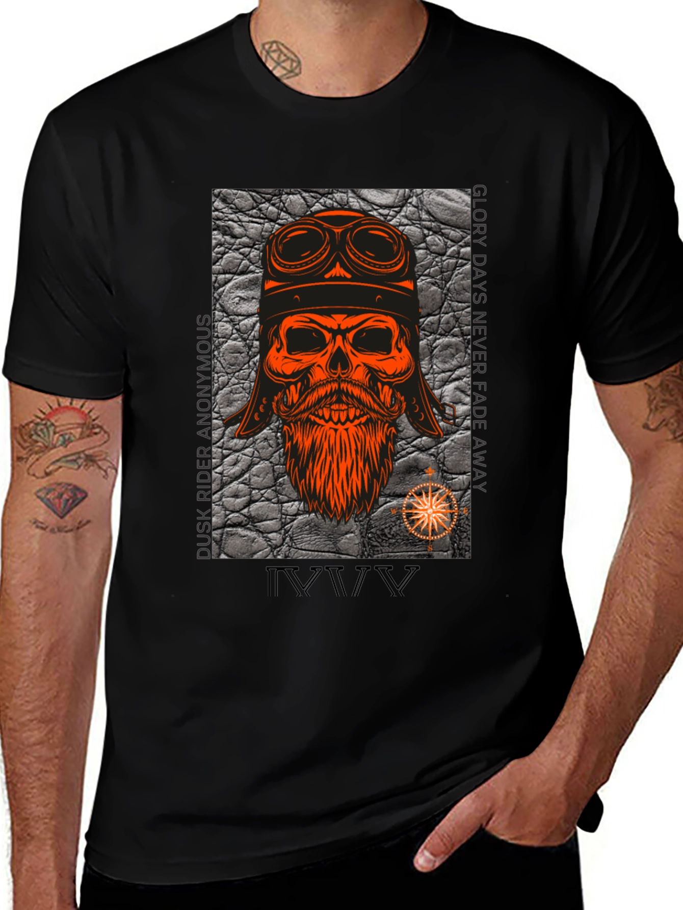 Variant 3 of Skull Rider Graphic Tee - Retro Biker Style