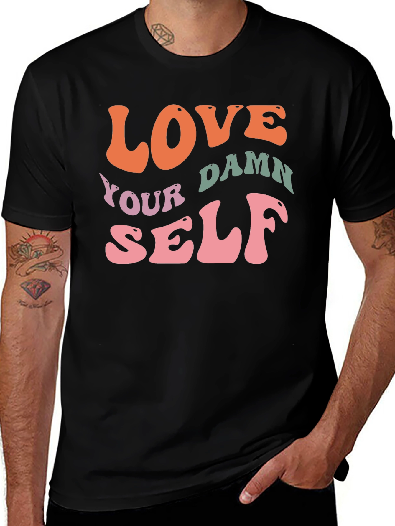 Variant 18 of Love Yourself Graphic Tee - Trendy Retro Design