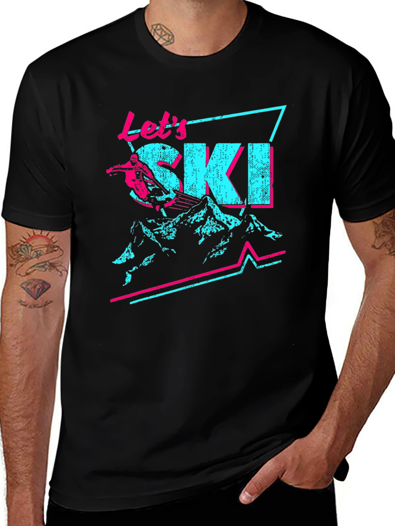 Variant 14 of Retro "Let's Ski" Graphic Tee