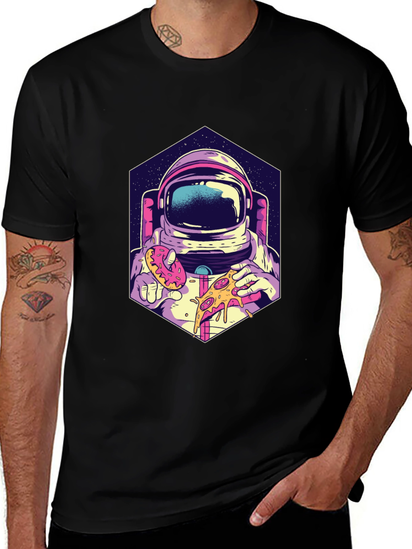 Variant 15 of Astronaut Pizza & Donut T-Shirt