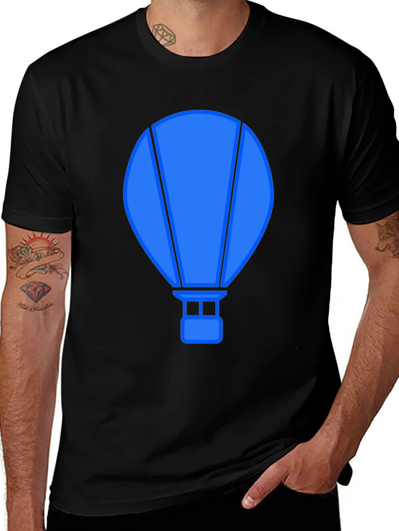 Variant 8 of Blue Balloon Graphic Black T-Shirt