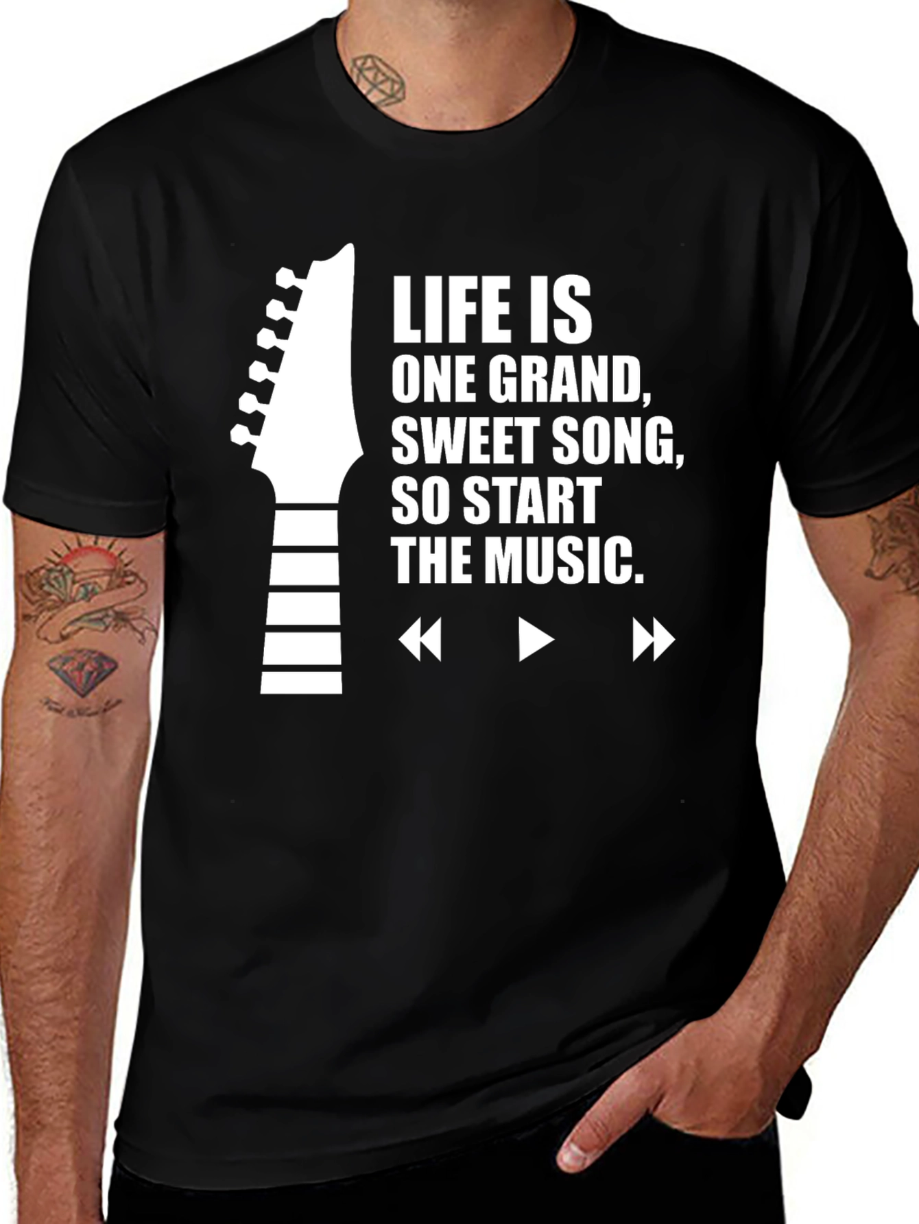 Variant 22 of Life is Music Black Graphic Tee