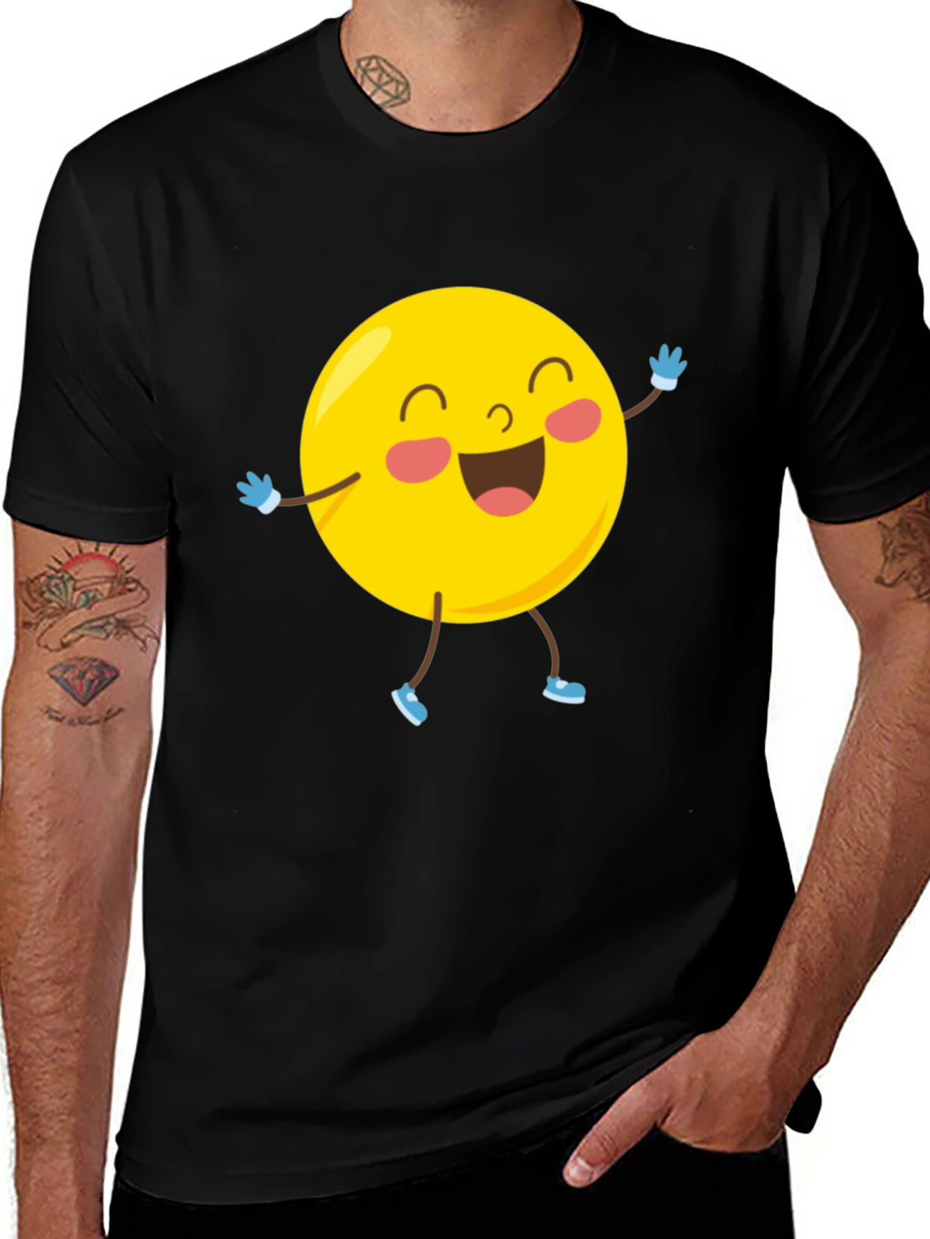 Variant 27 of Happy Smiley Face Graphic Black T-Shirt