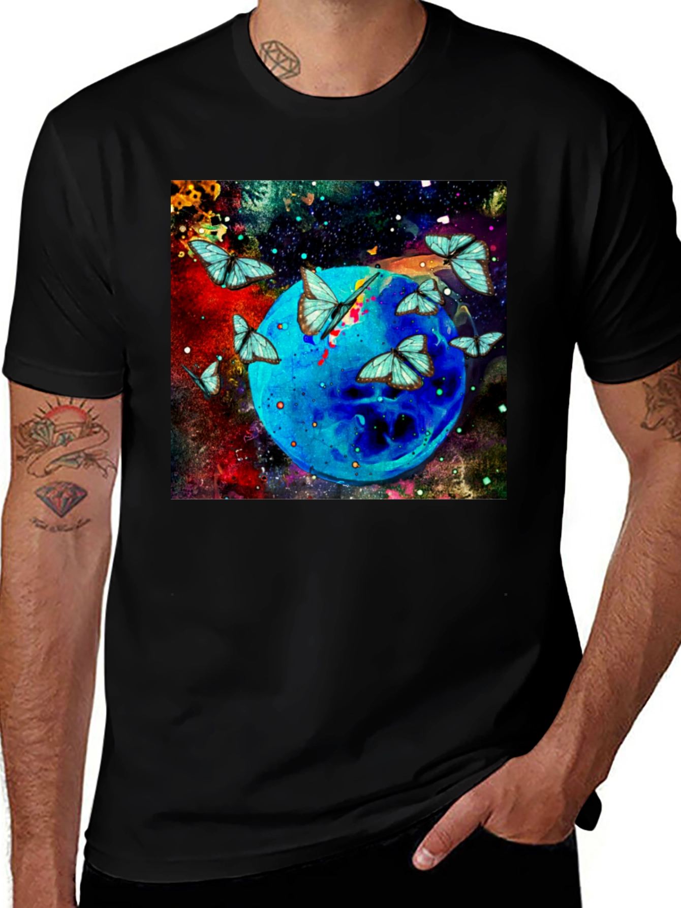 Variant 23 of Butterfly Galaxy Graphic Black T-Shirt