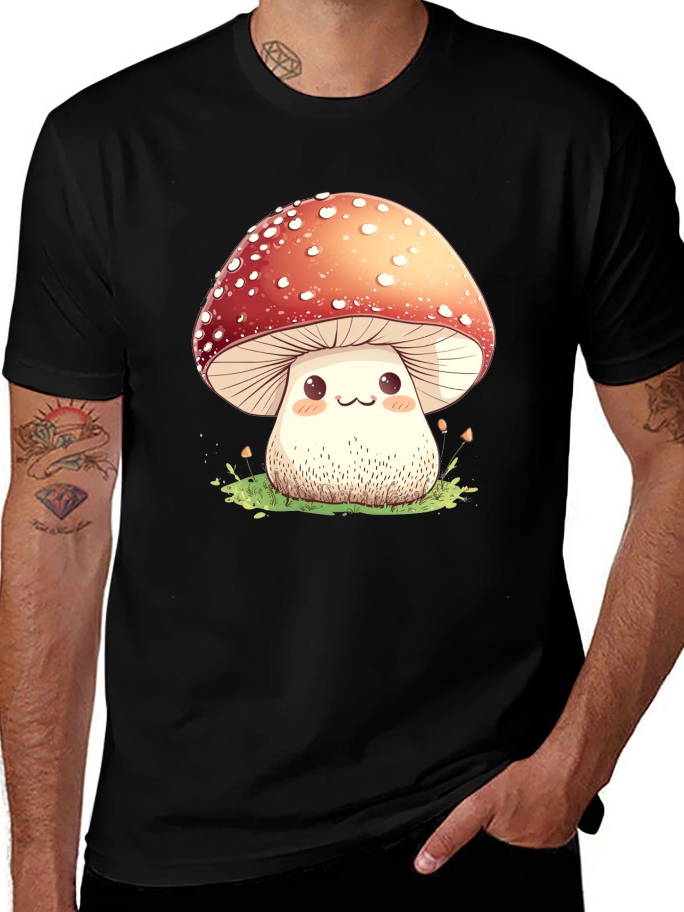 Variant 28 of Cute Mushroom Graphic Tee - Whimsical Design