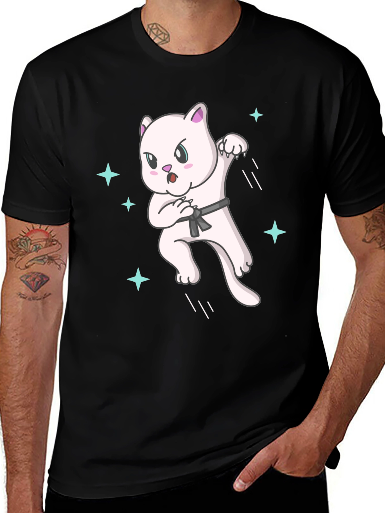 Variant 21 of Karate Cat T-Shirt - Black Belt Kitten
