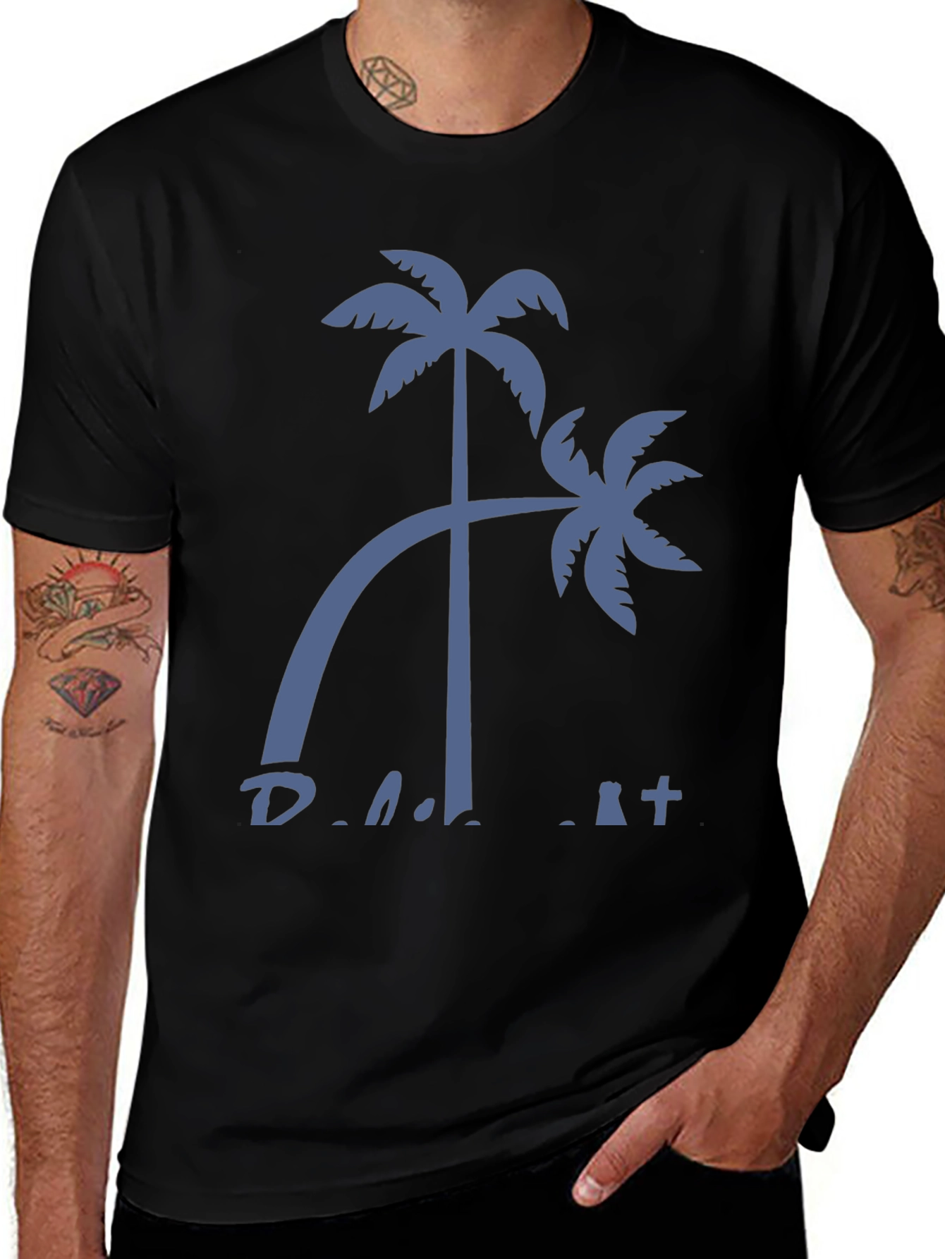 Palm Tree Graphic Black T-Shirt