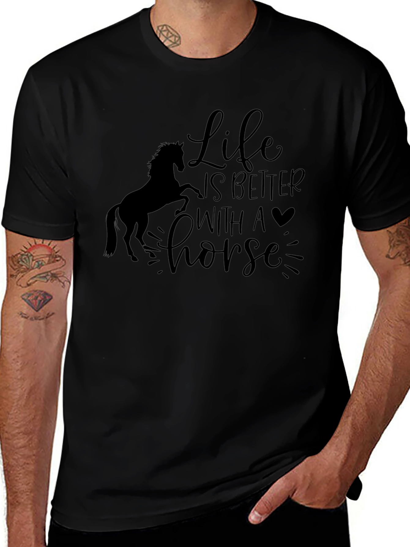 Variant 23 of Life is Better with a Horse Black T-Shirt