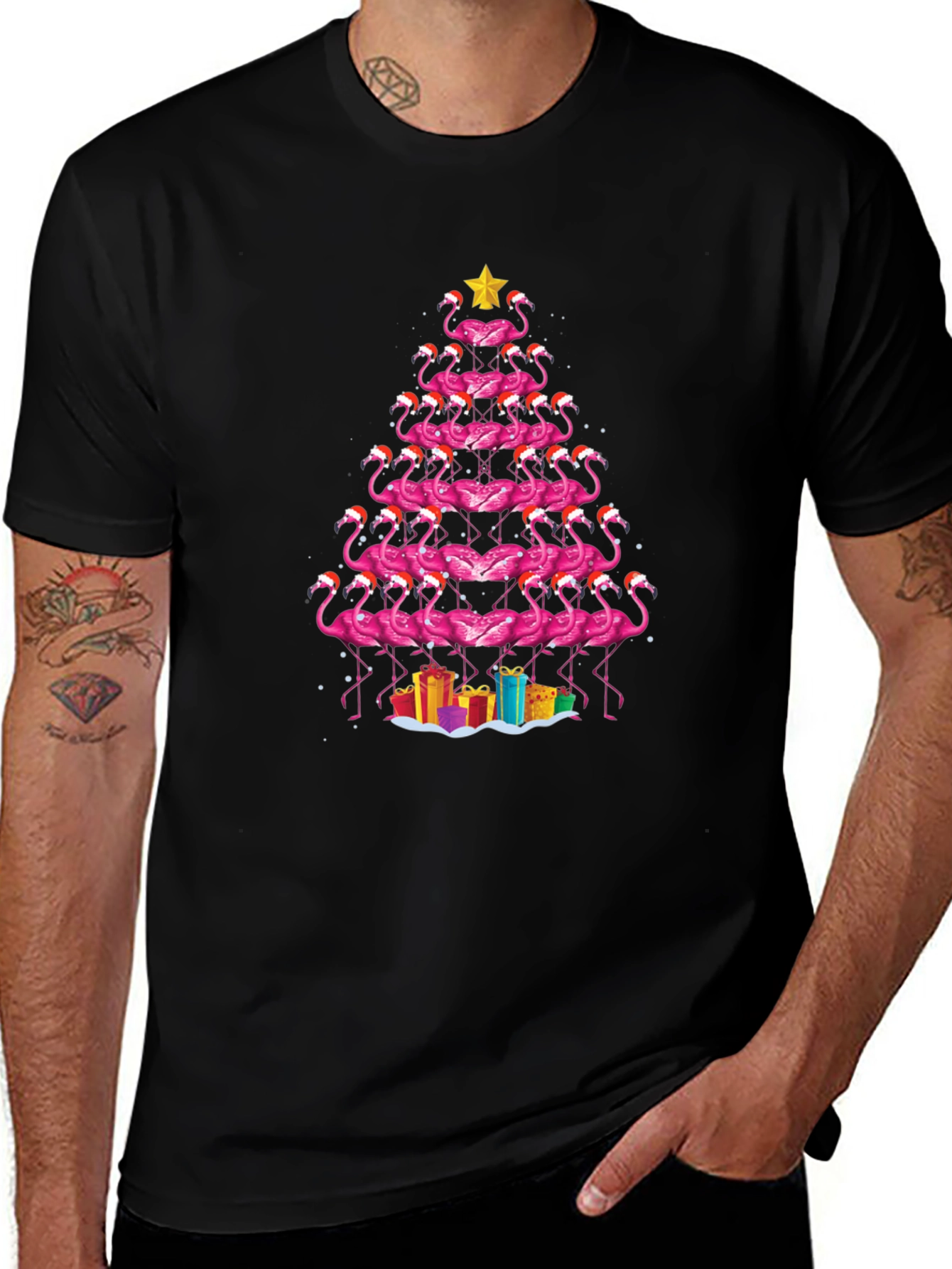 Flamingo Christmas Tree T-Shirt