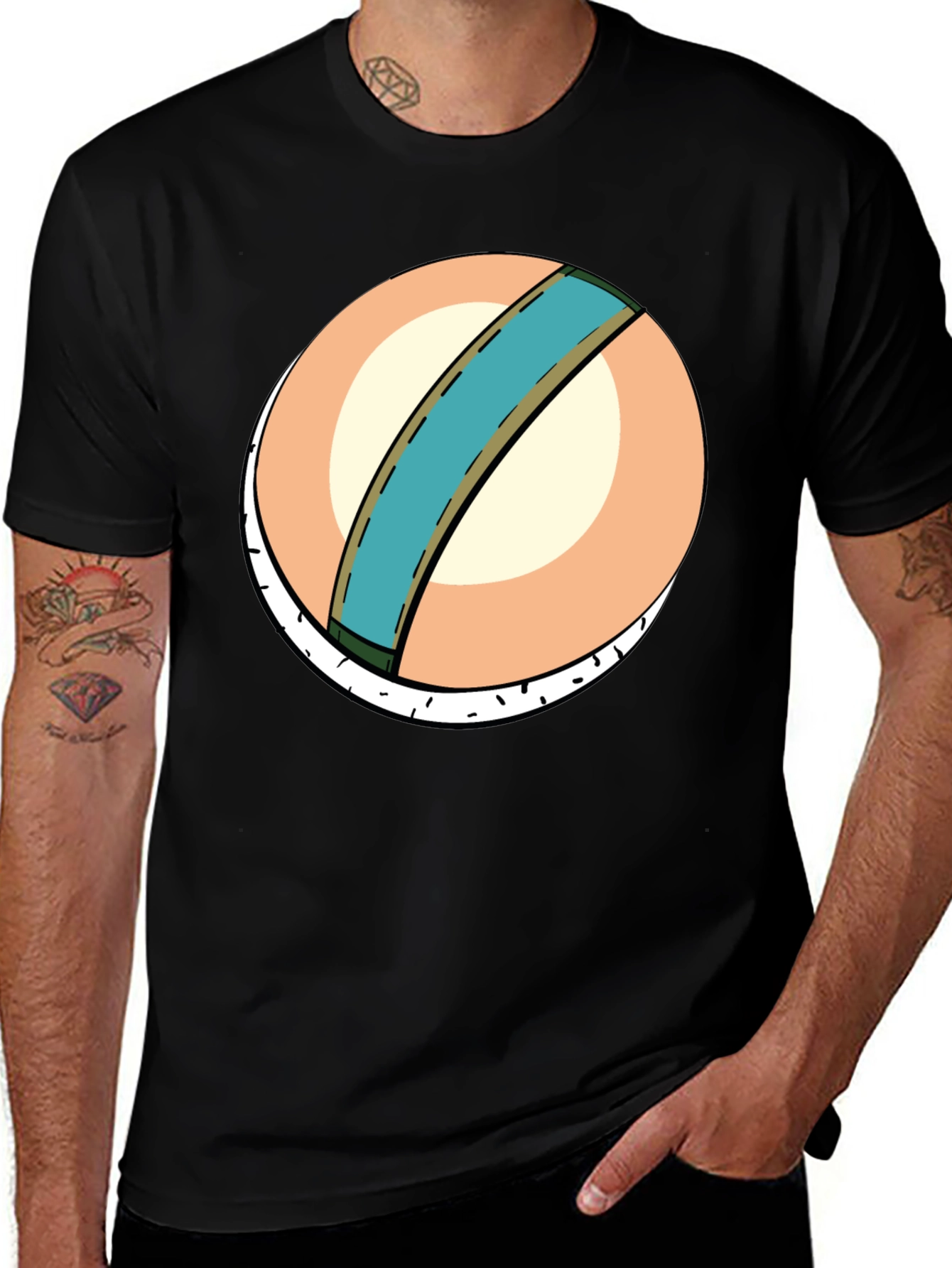 Variant 10 of Sushi Roll Graphic Tee - Casual Black T-Shirt