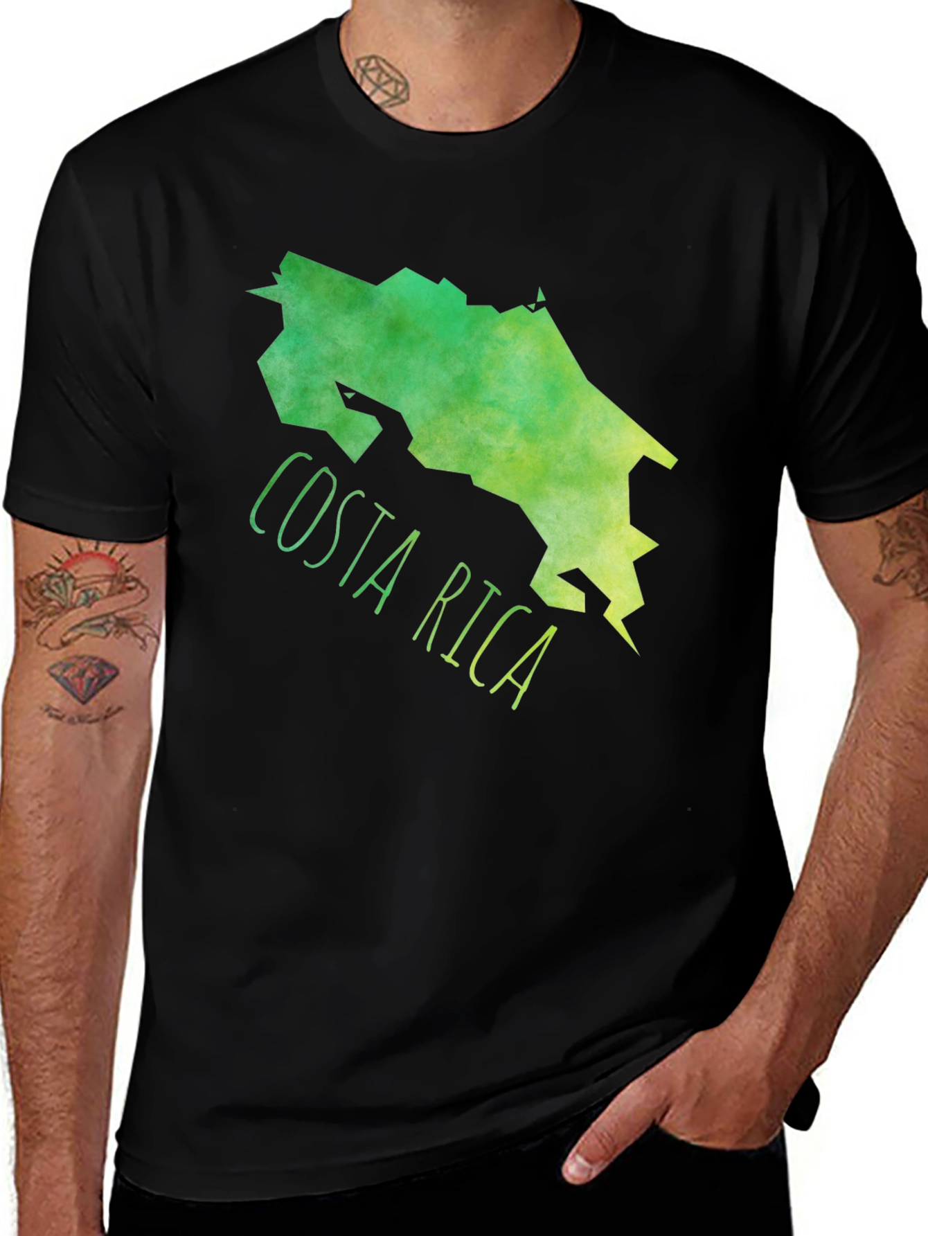 Variant 17 of Costa Rica Map Graphic Tee - Black Cotton T-Shirt