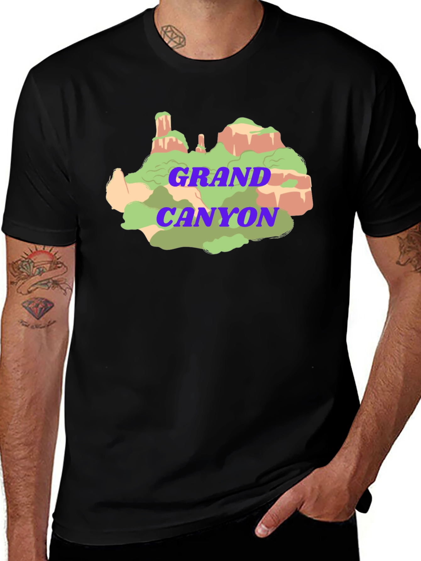 Grand Canyon Graphic Tee - Black Cotton T-Shirt