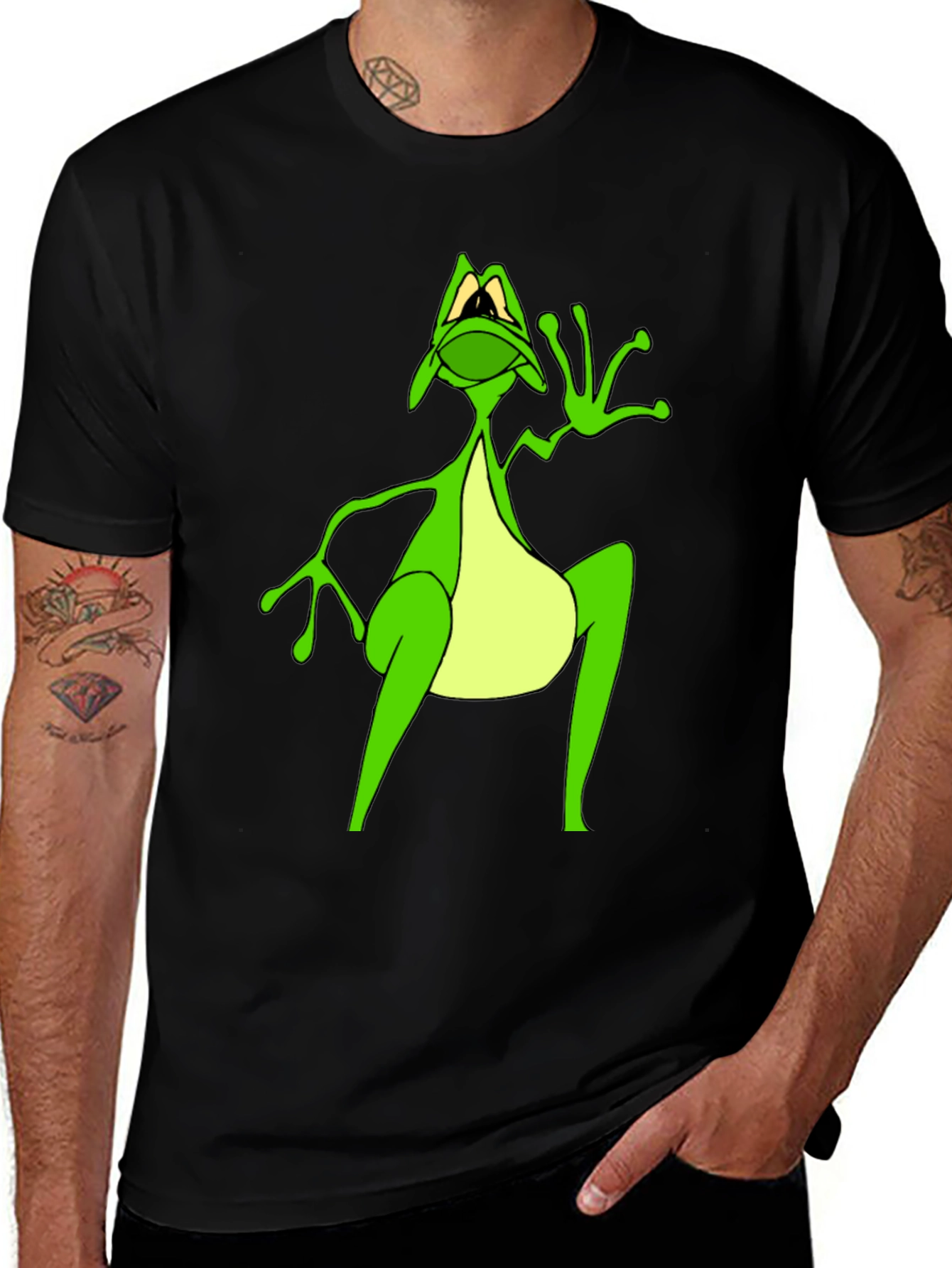Variant 13 of Funny Frog Graphic Black T-Shirt