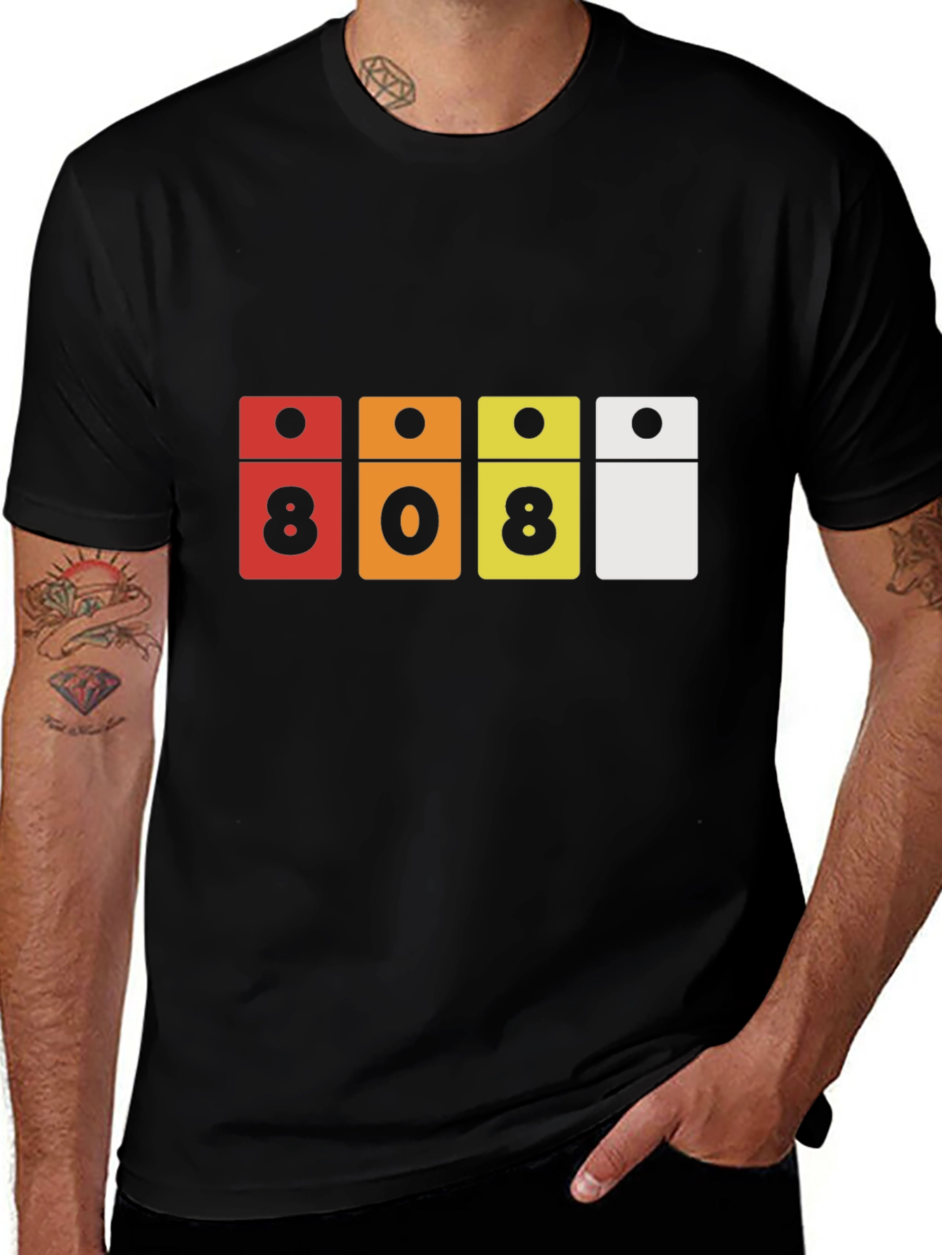 Variant 28 of 808 Domino Style Graphic Black T-Shirt