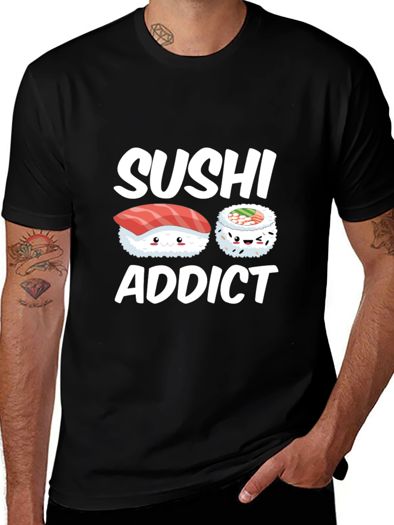 Variant 30 of Sushi Addict Black Graphic T-Shirt