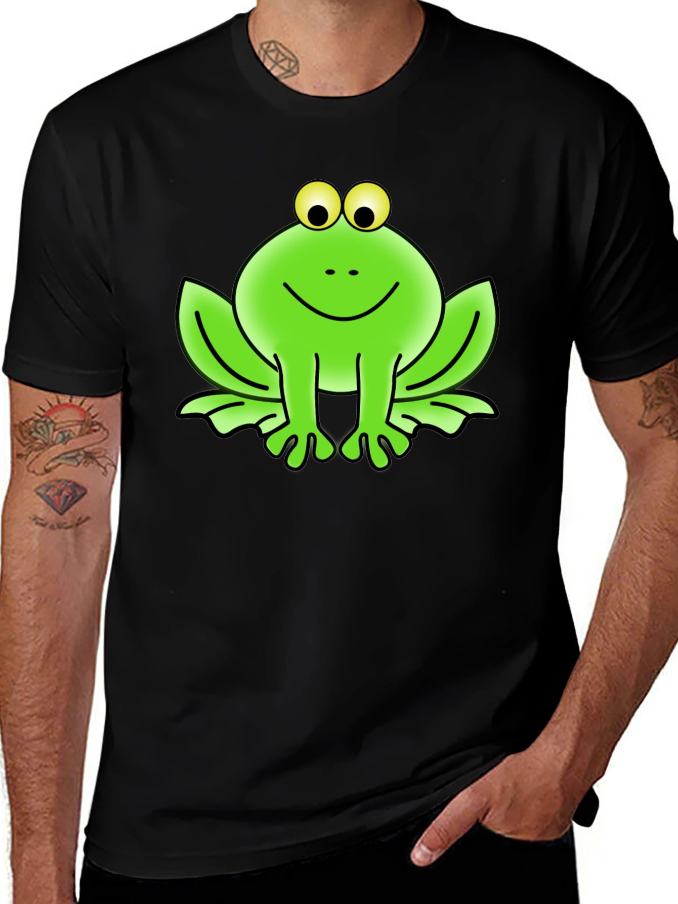 Variant 20 of Funny Frog Graphic Tee - Black Cotton T-Shirt