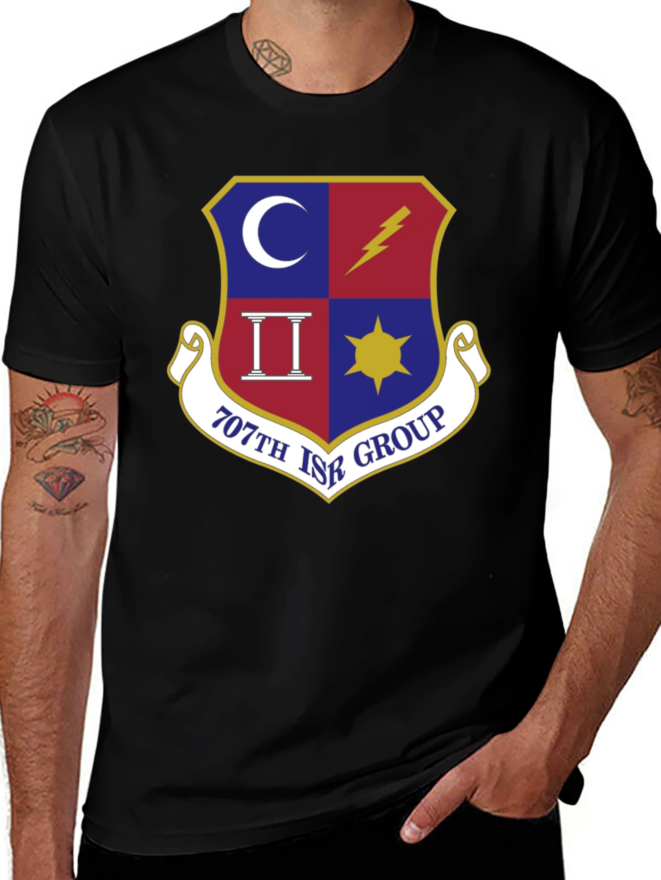 707th ISR Group T-Shirt Black Cotton