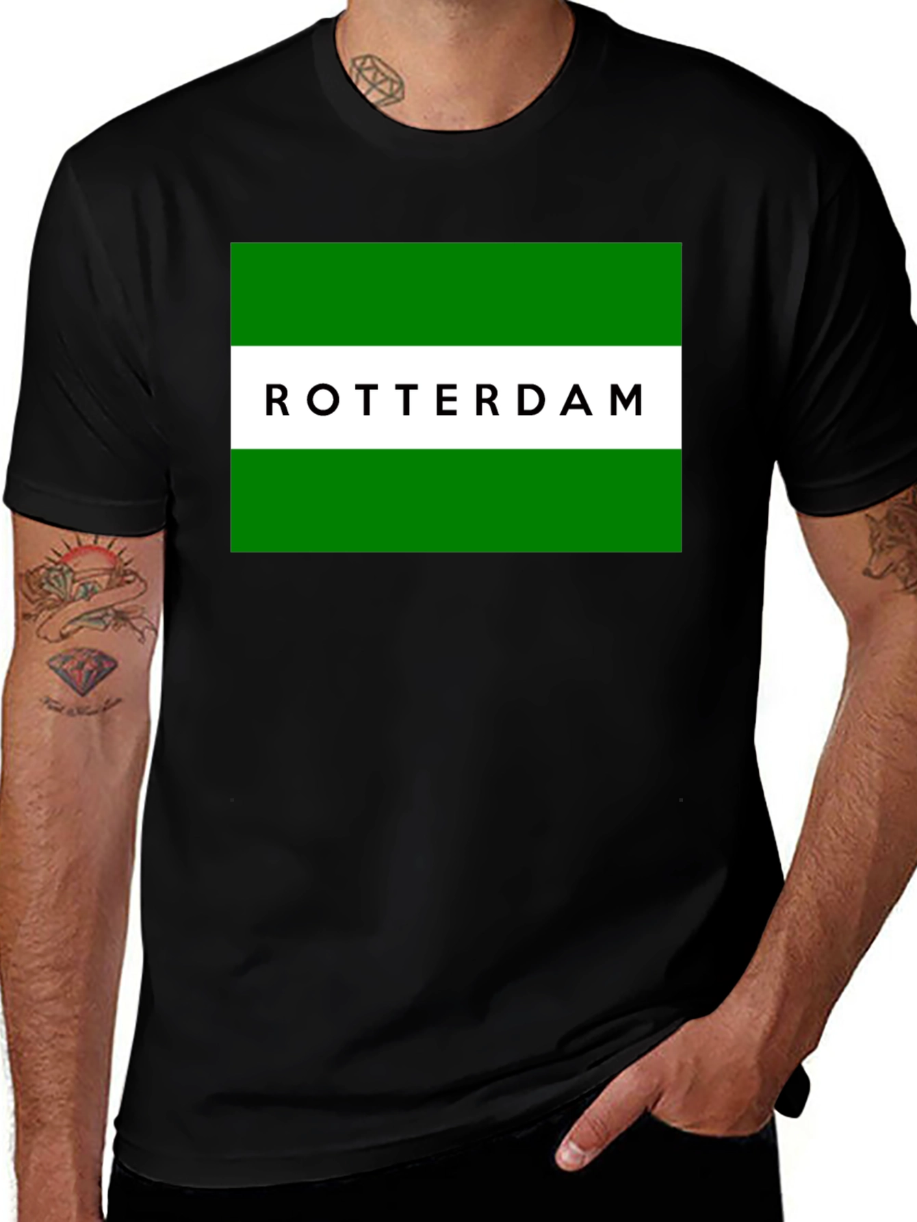 Rotterdam T-Shirt: Green & White Graphic Tee