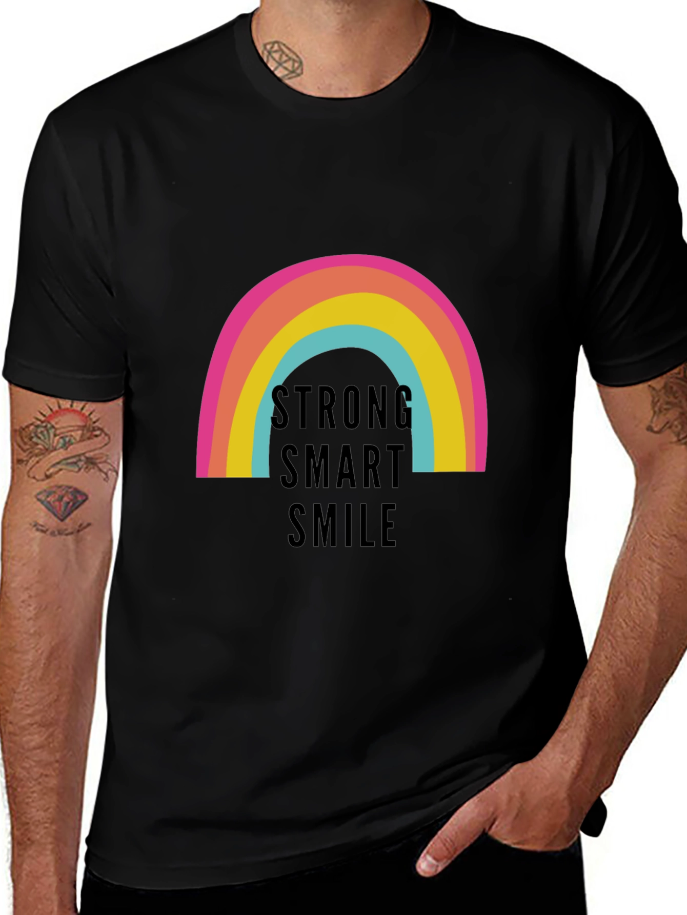 Variant 28 of Rainbow Strong Smart Smile Graphic Tee